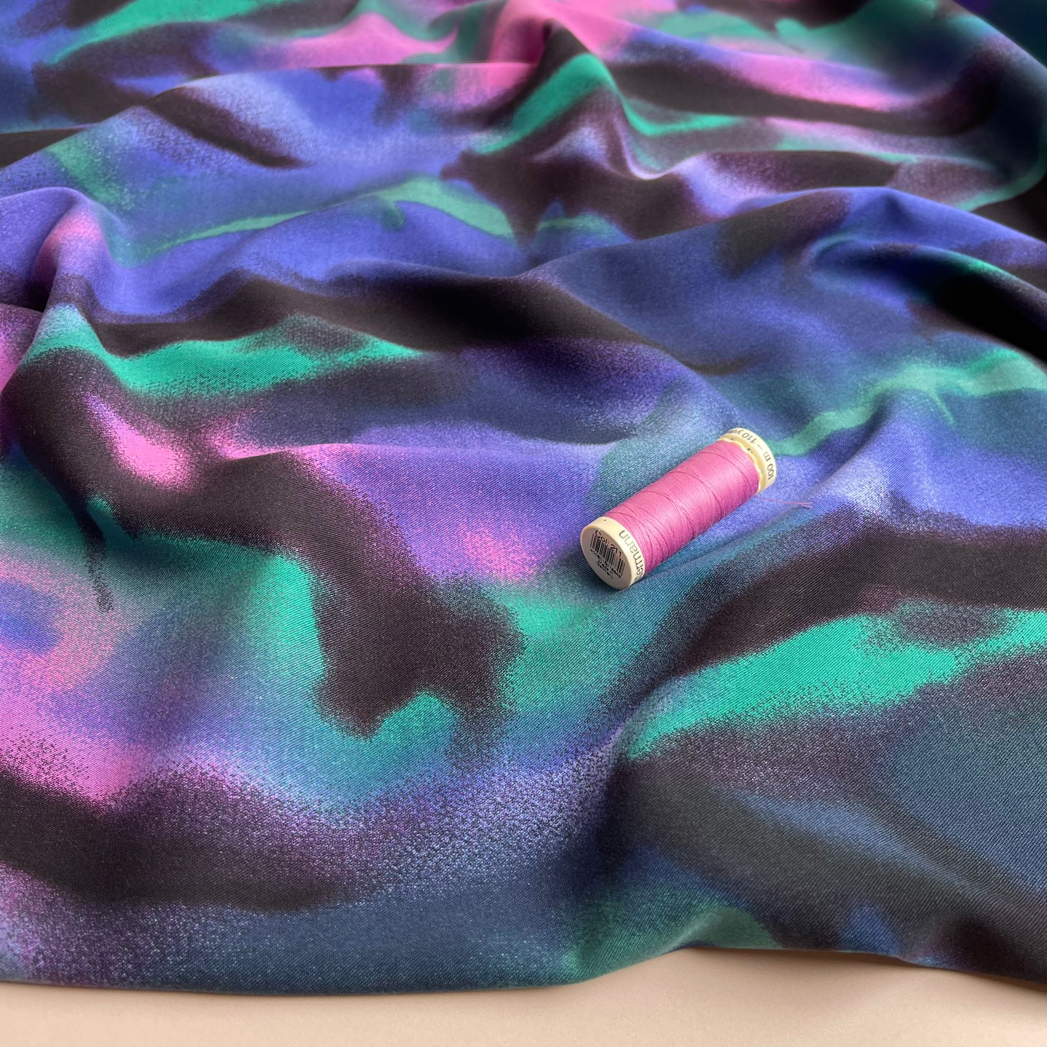 Rosella Hazy Waves in Purple Viscose Twill with Stretch