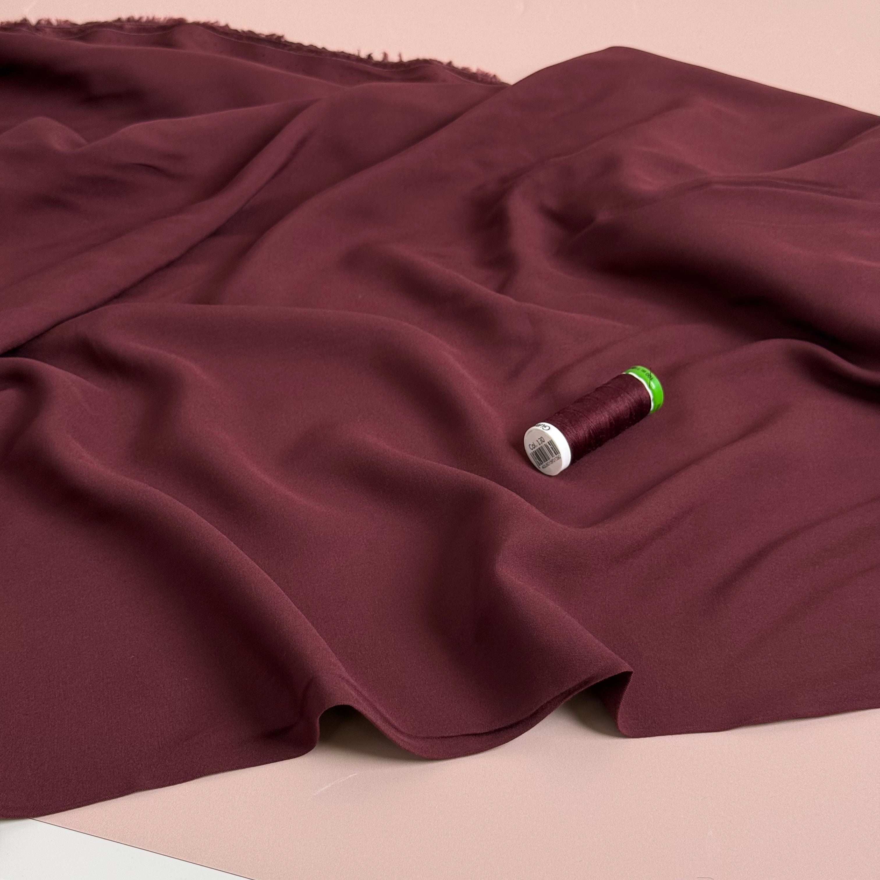 Elegance Burgundy Plain ECOVERO Viscose Fabric
