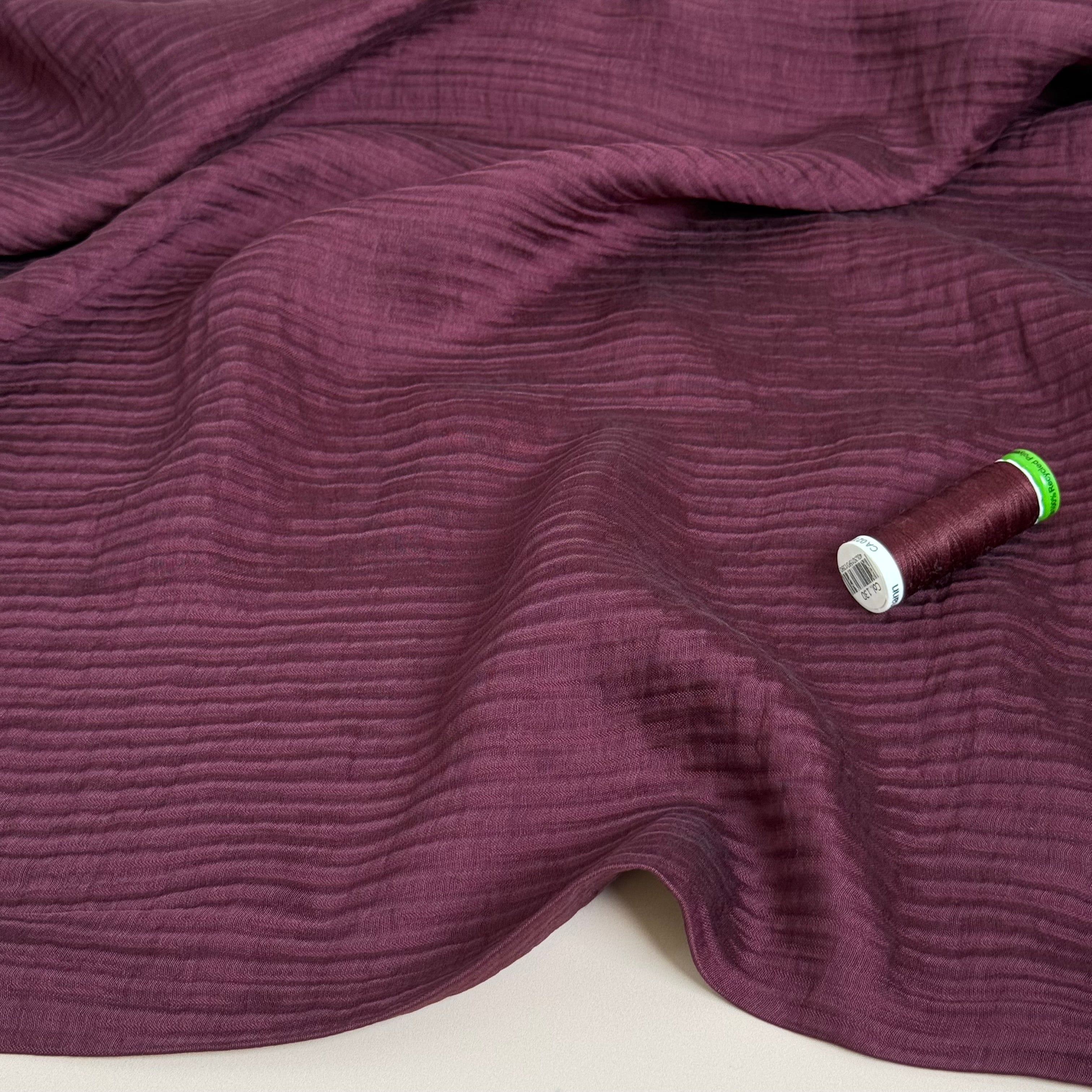 Bordeaux Textured Double Layer Rayon with TENCEL™ Lyocell Fibres
