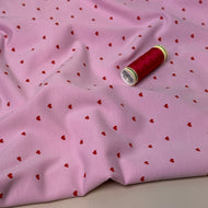 Valentine Small Hearts on Powder Pink Cotton Jersey