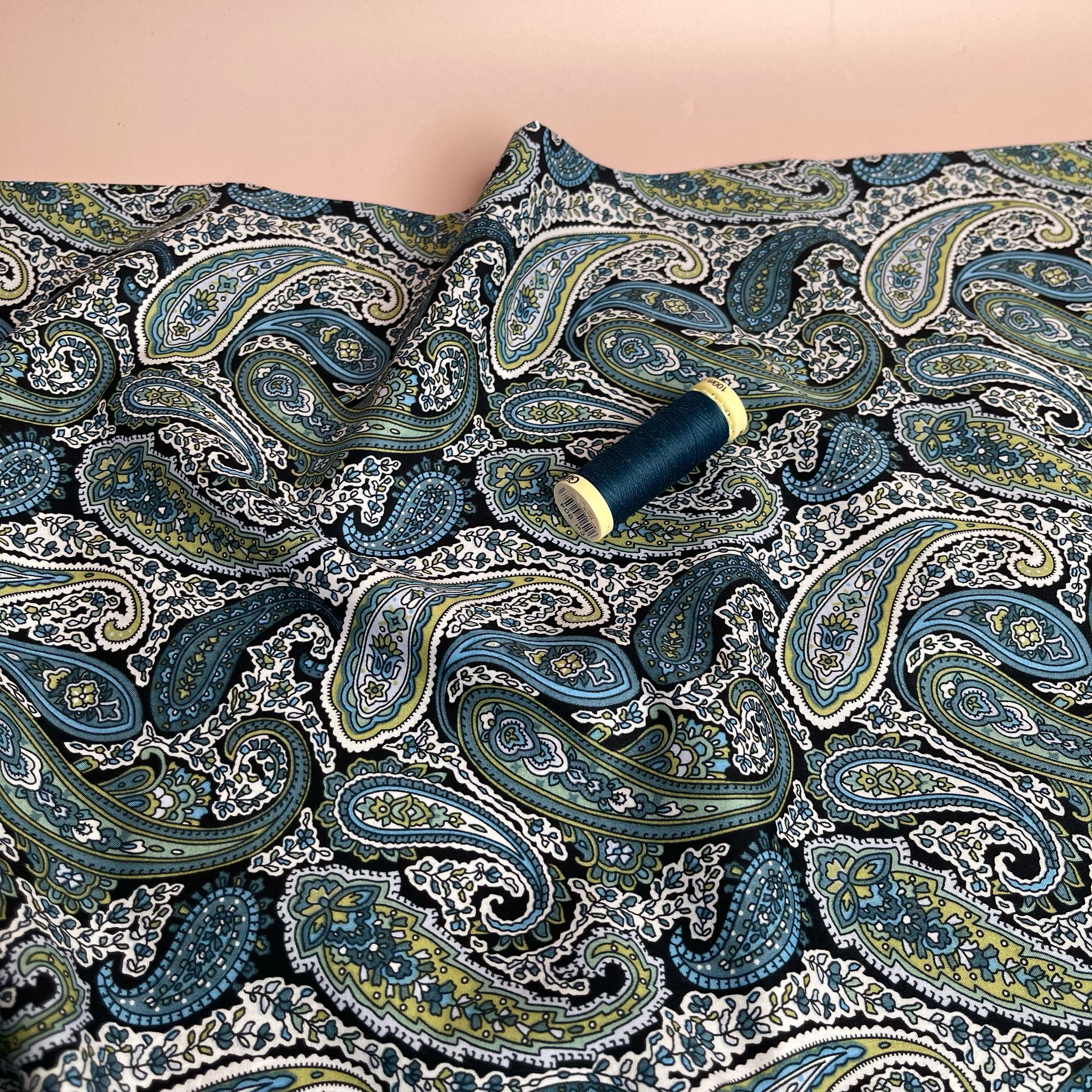 Midnight Forest Paisley Cotton Lawn Fabric