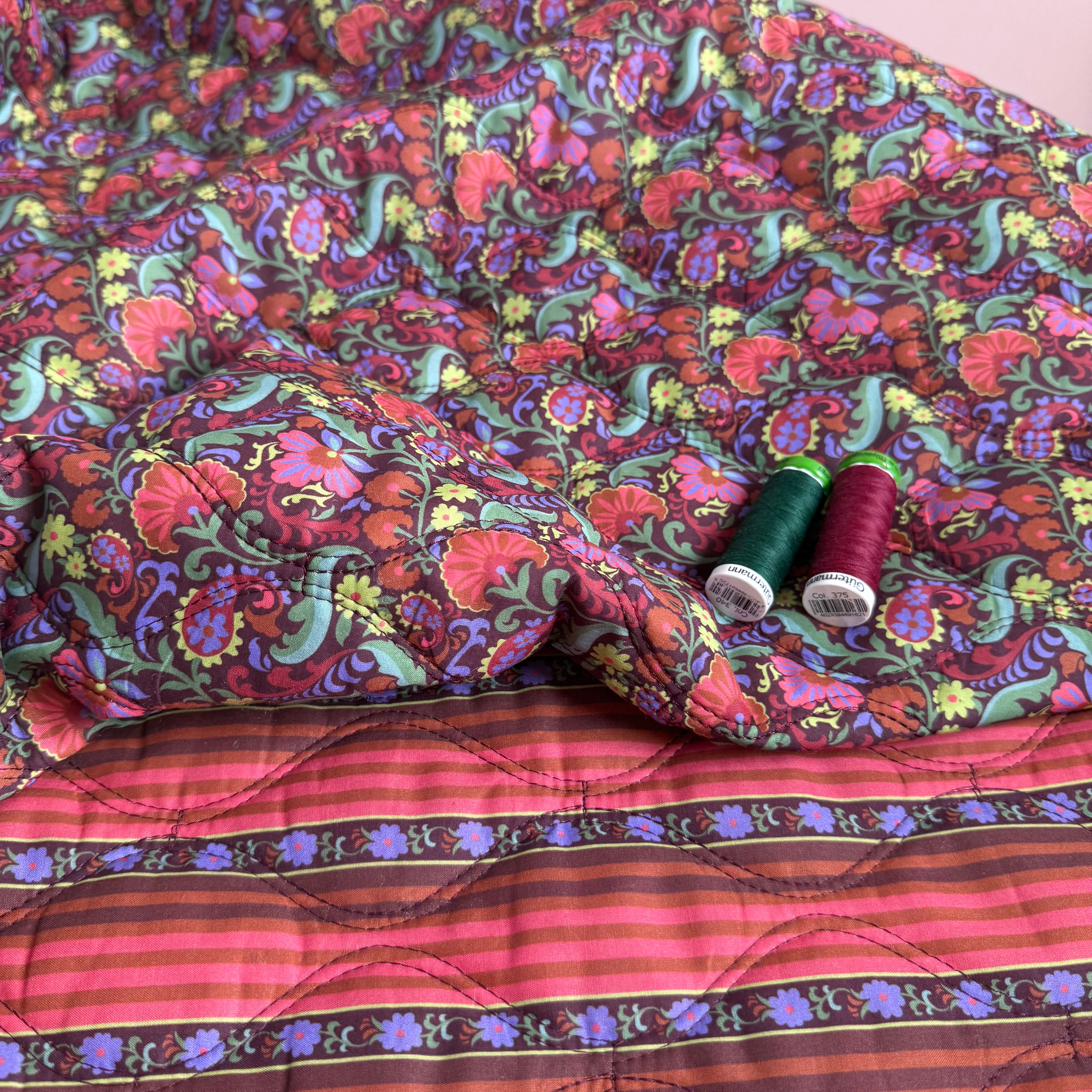 Paisley Flowers Mahogany Quilted Cotton Fabric