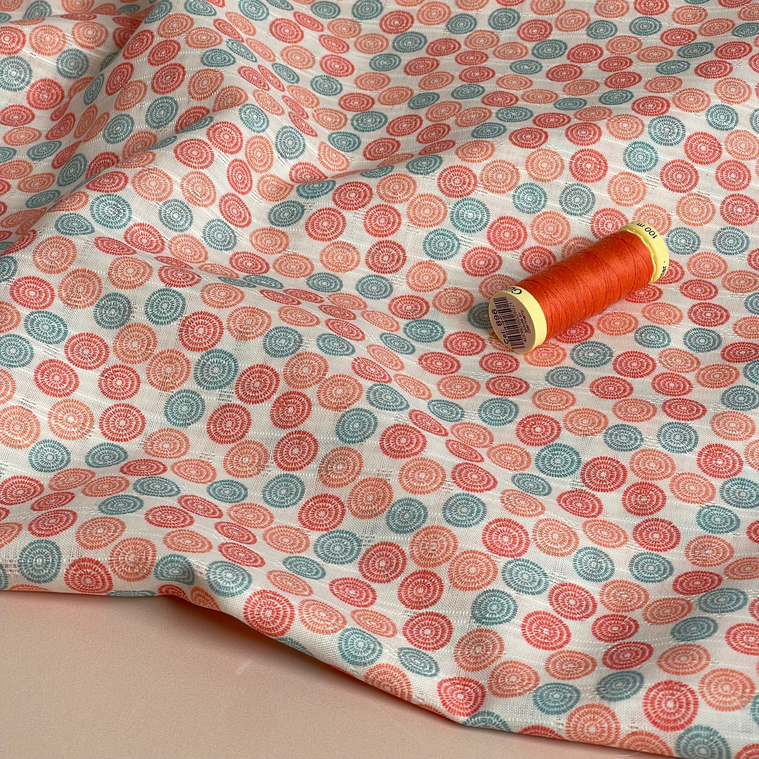 Circles Lace Stripes Cotton Fabric