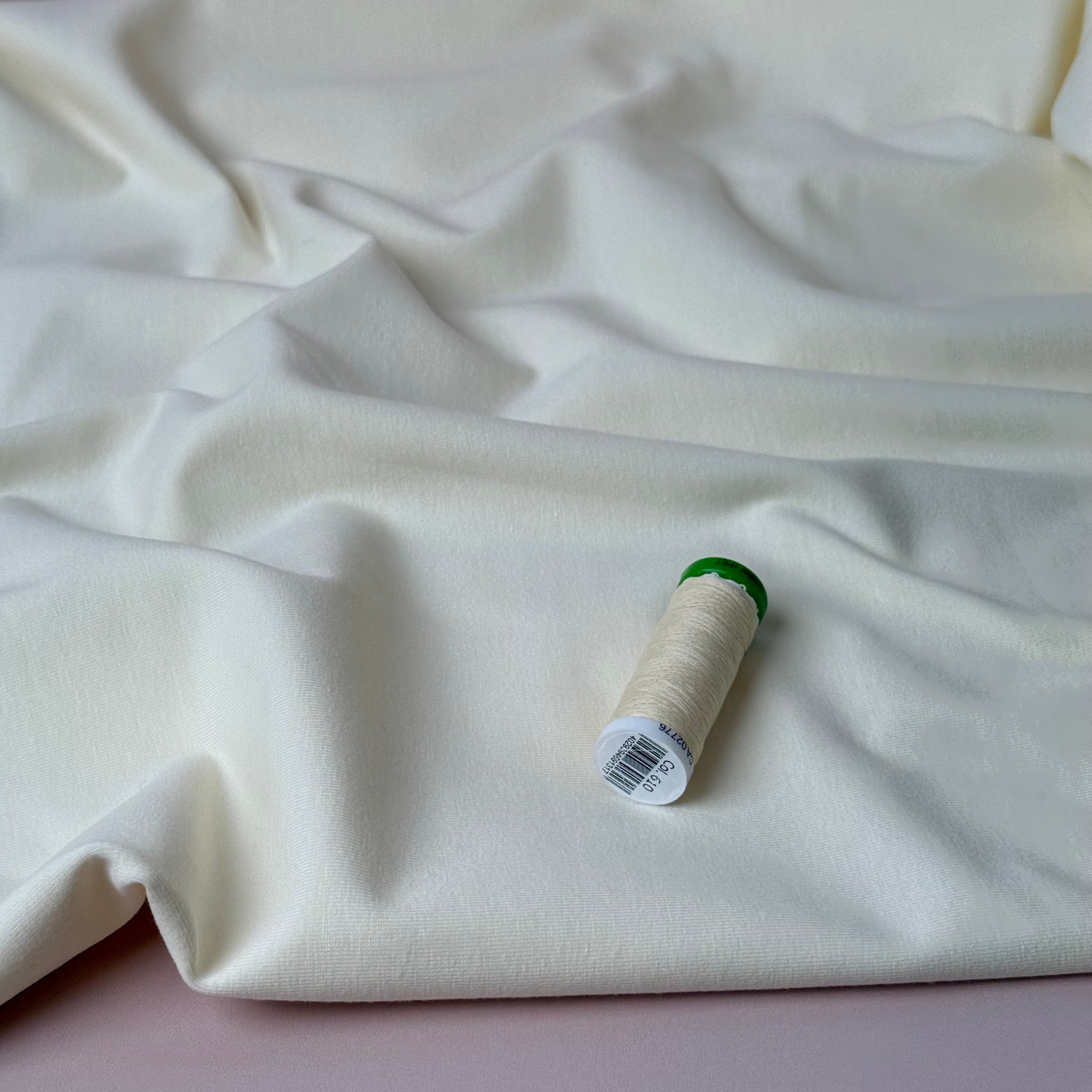 Essential Chic Clotted Cream Plain Cotton Jersey Fabric