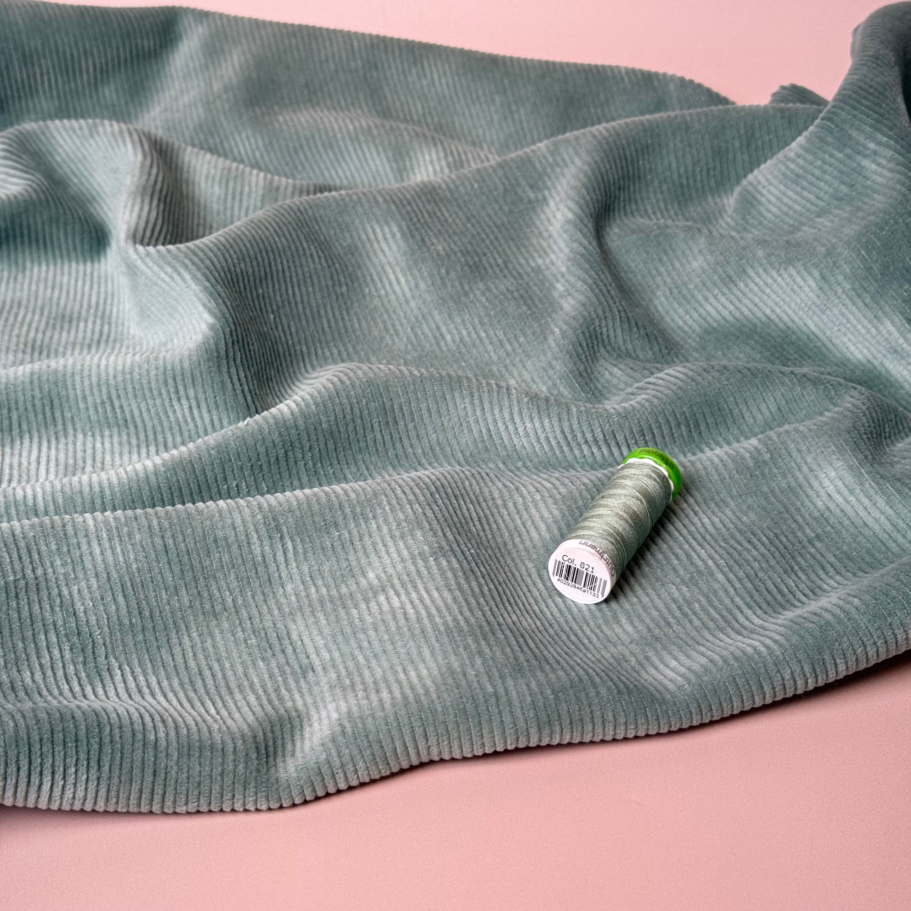 Ribbed Velvet Jersey in Sage Green