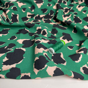 Emerald Leopard Viscose Fabric