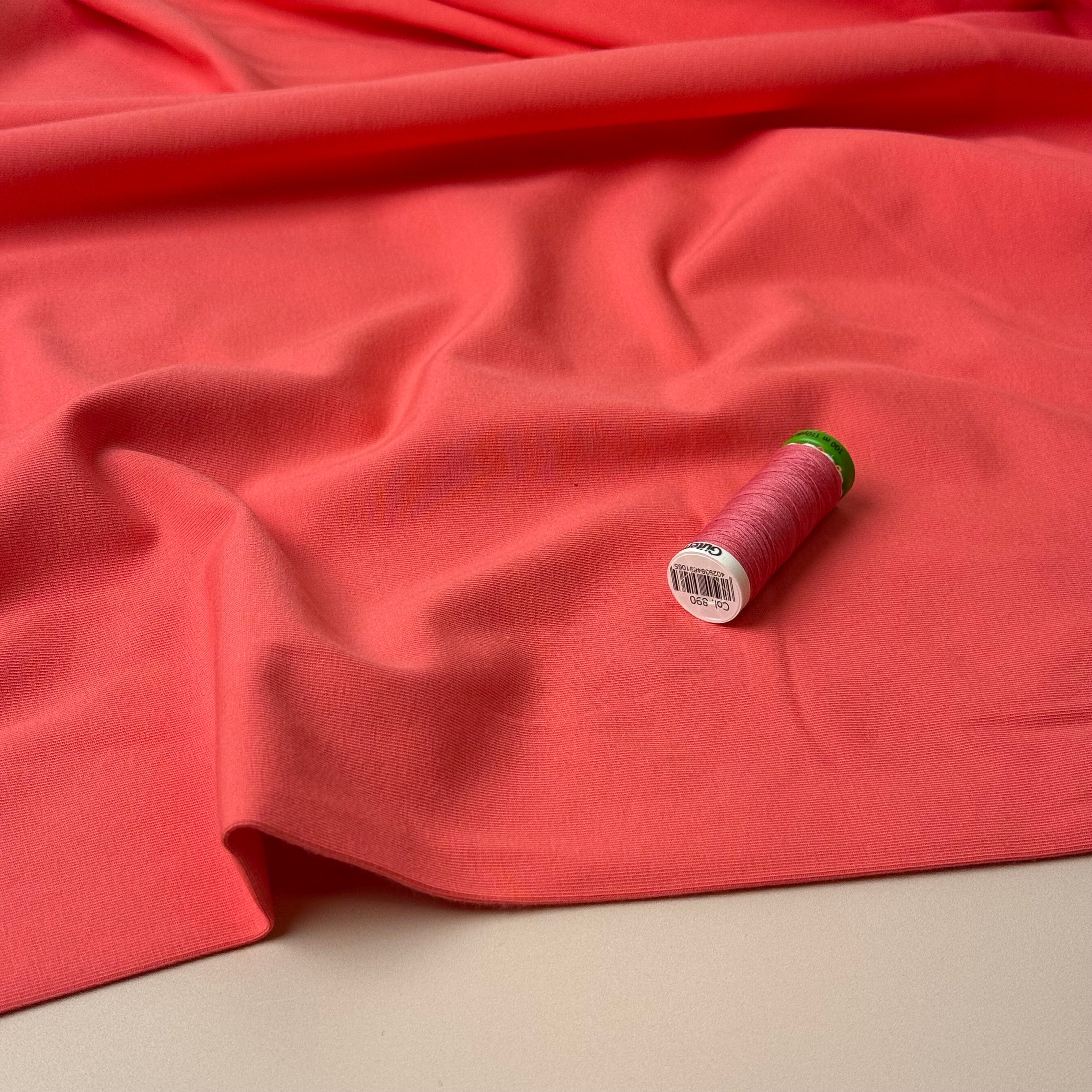 Essential Chic Coral Plain Cotton Jersey Fabric
