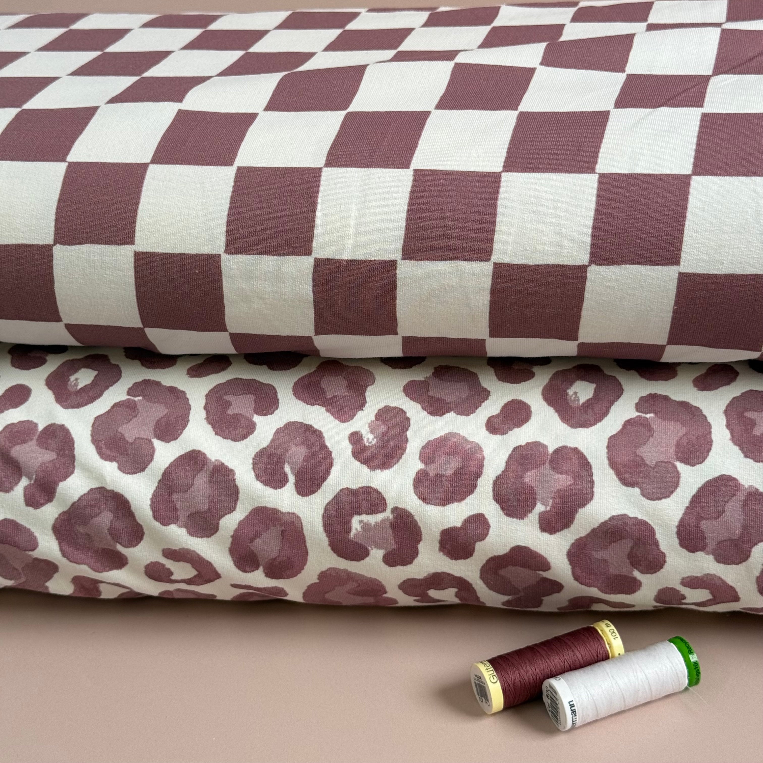 Leopard Print Pink GOTS Organic Cotton French Terry