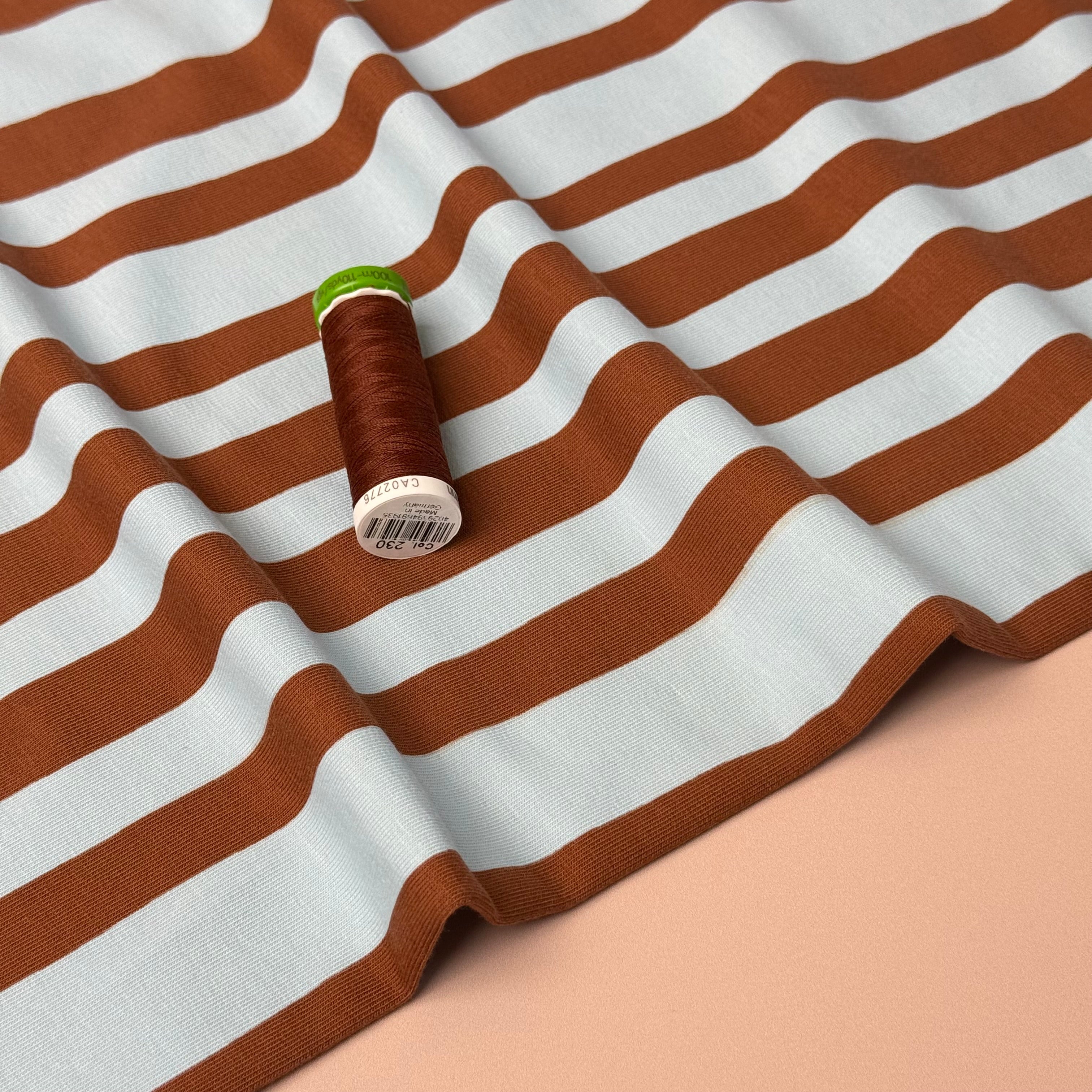 Wavy Stripes Brown Organic GOTS Cotton French Terry