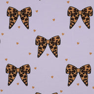 Animal Print Bows & Hearts on Lilac Cotton French Terry Fabric