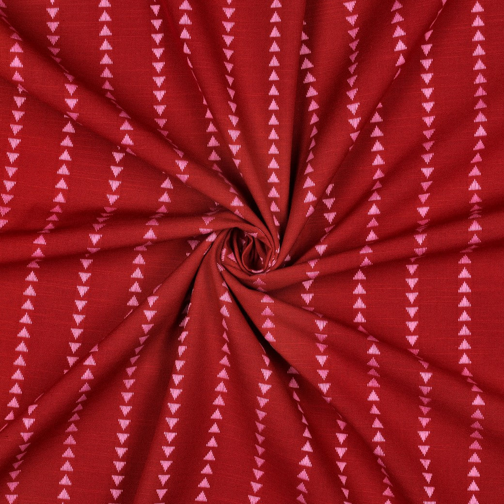 Boho Triangles Red Yarn Dyed Cotton Jacquard