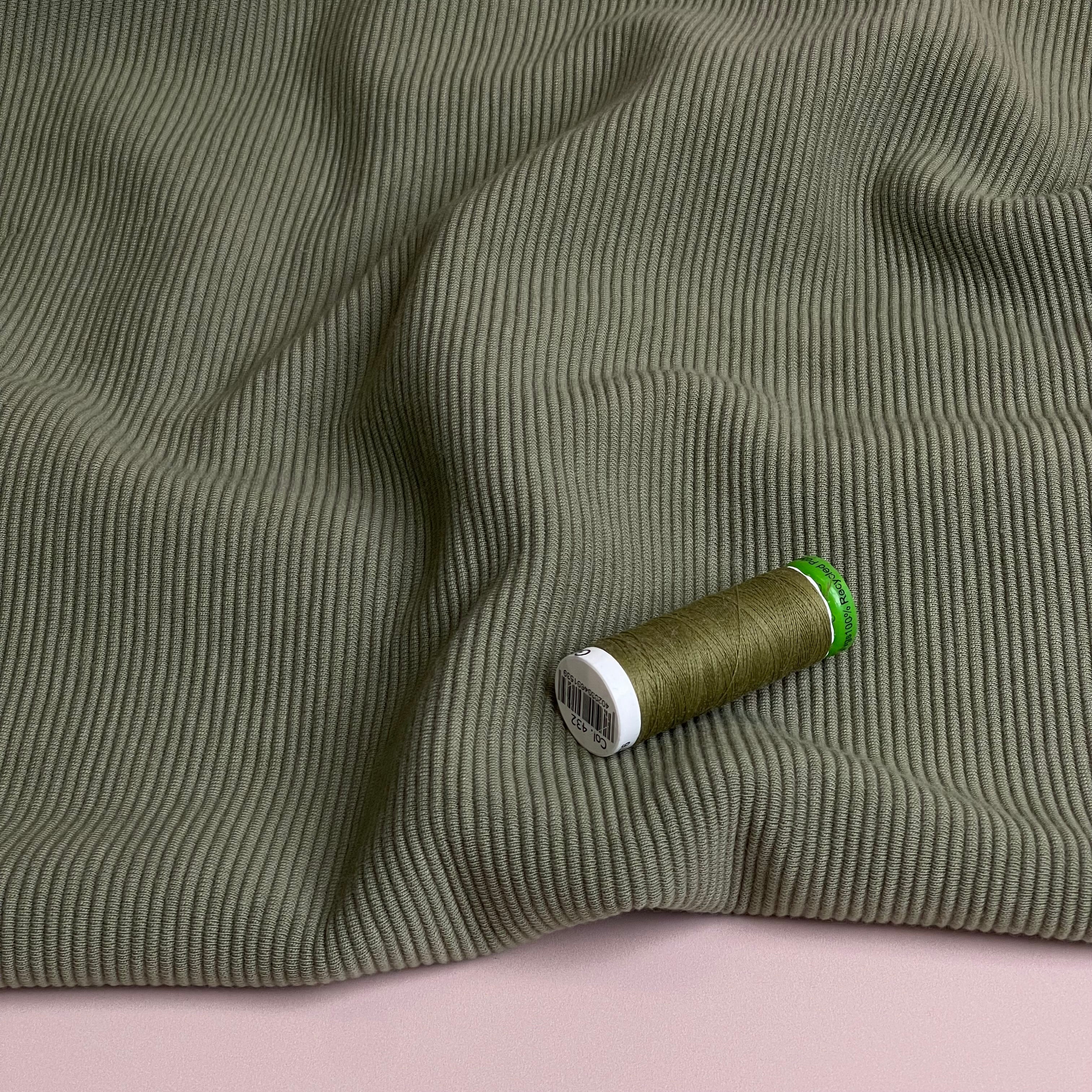 Ottoman Cotton Ribbed Knit in Olive