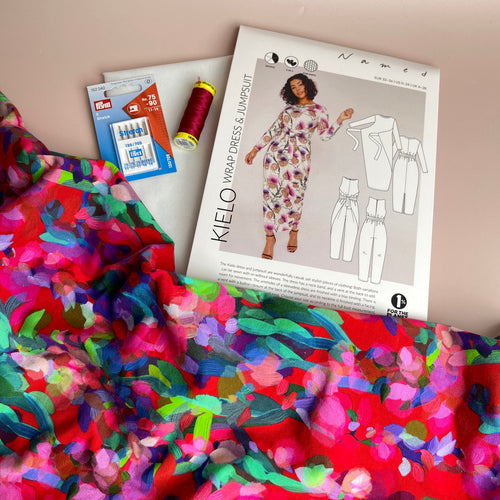 Sewing Kit - Kielo Wrap Dress in Lupine Petals Cotton Jersey