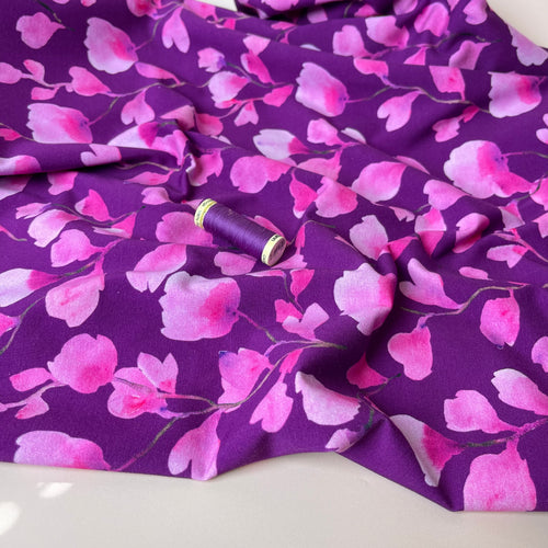 Danish Design - Painterly Pink Petals Cotton Jersey Fabric