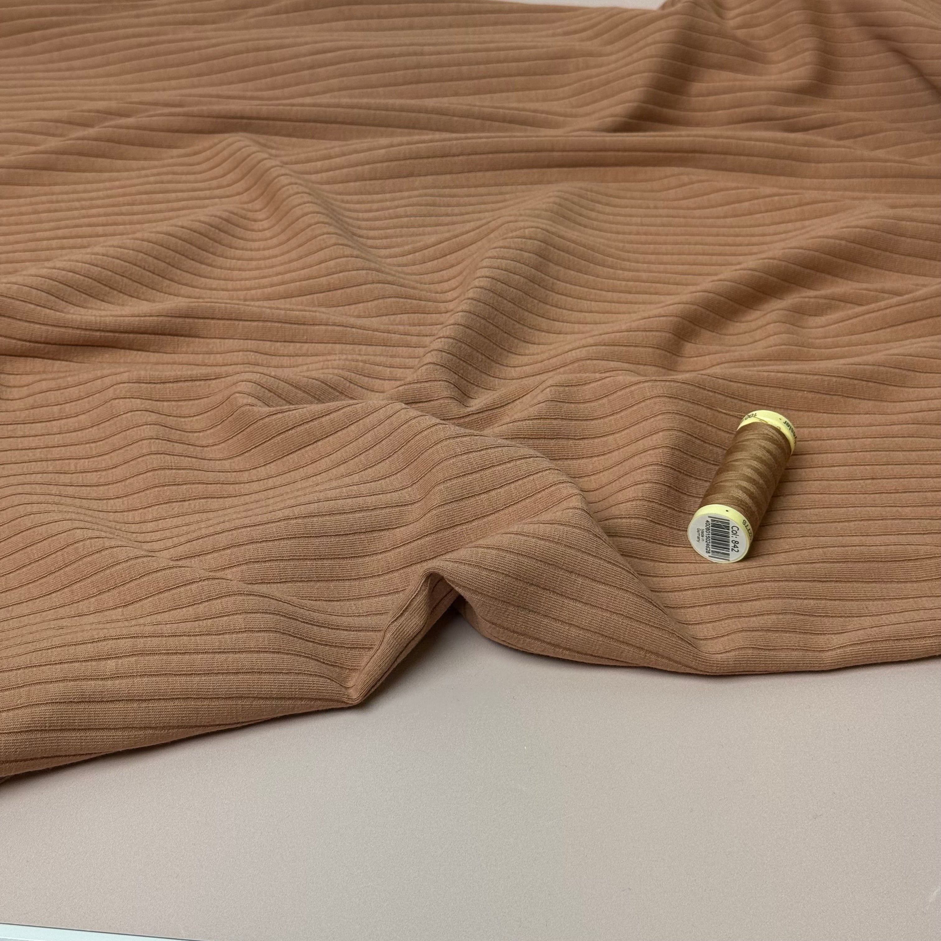 Camel Cotton Ribbed Jersey