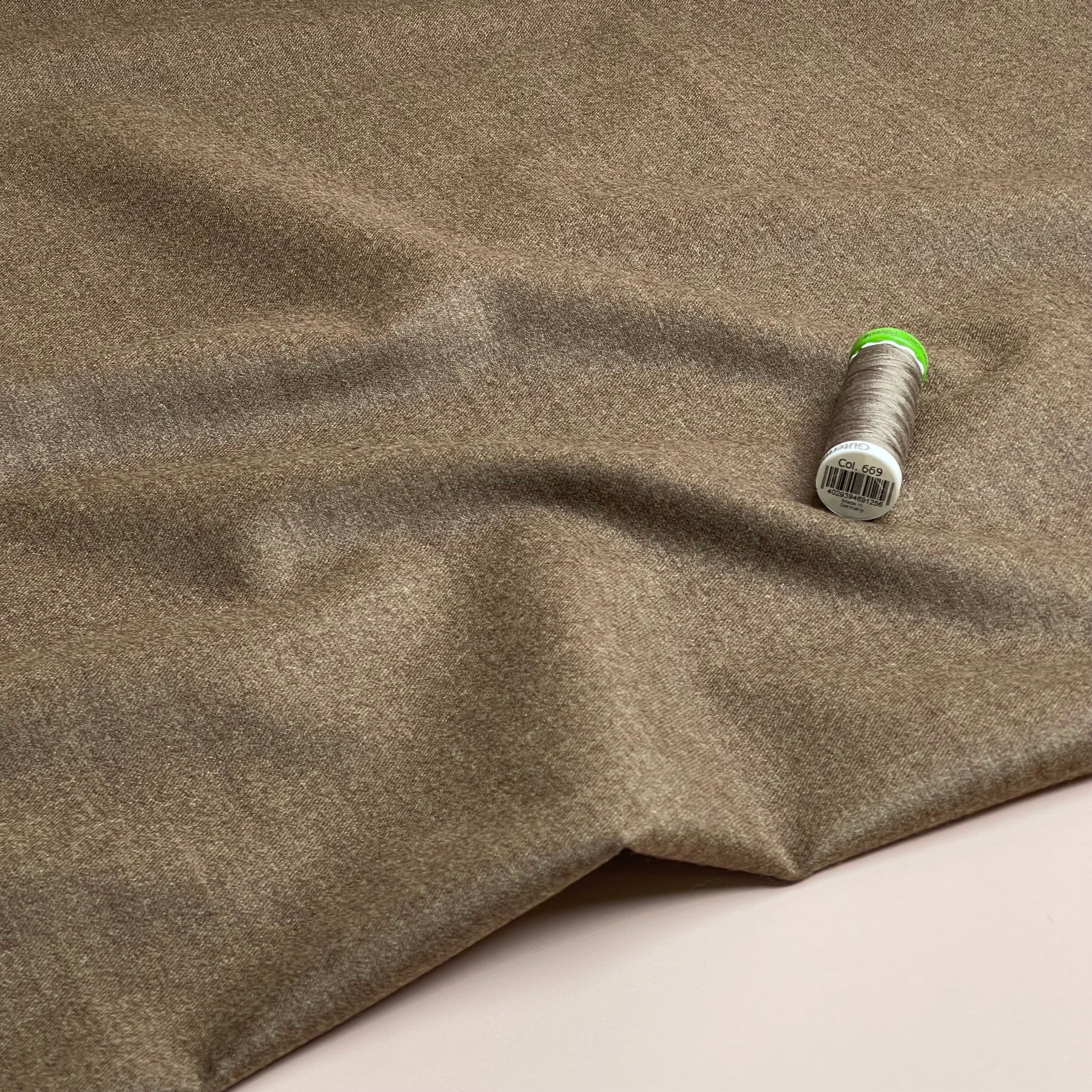 Deadstock Plain Beige Pure Wool Suiting Fabric