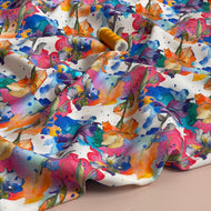 Watercolour Flowers Viscose Poplin Fabric