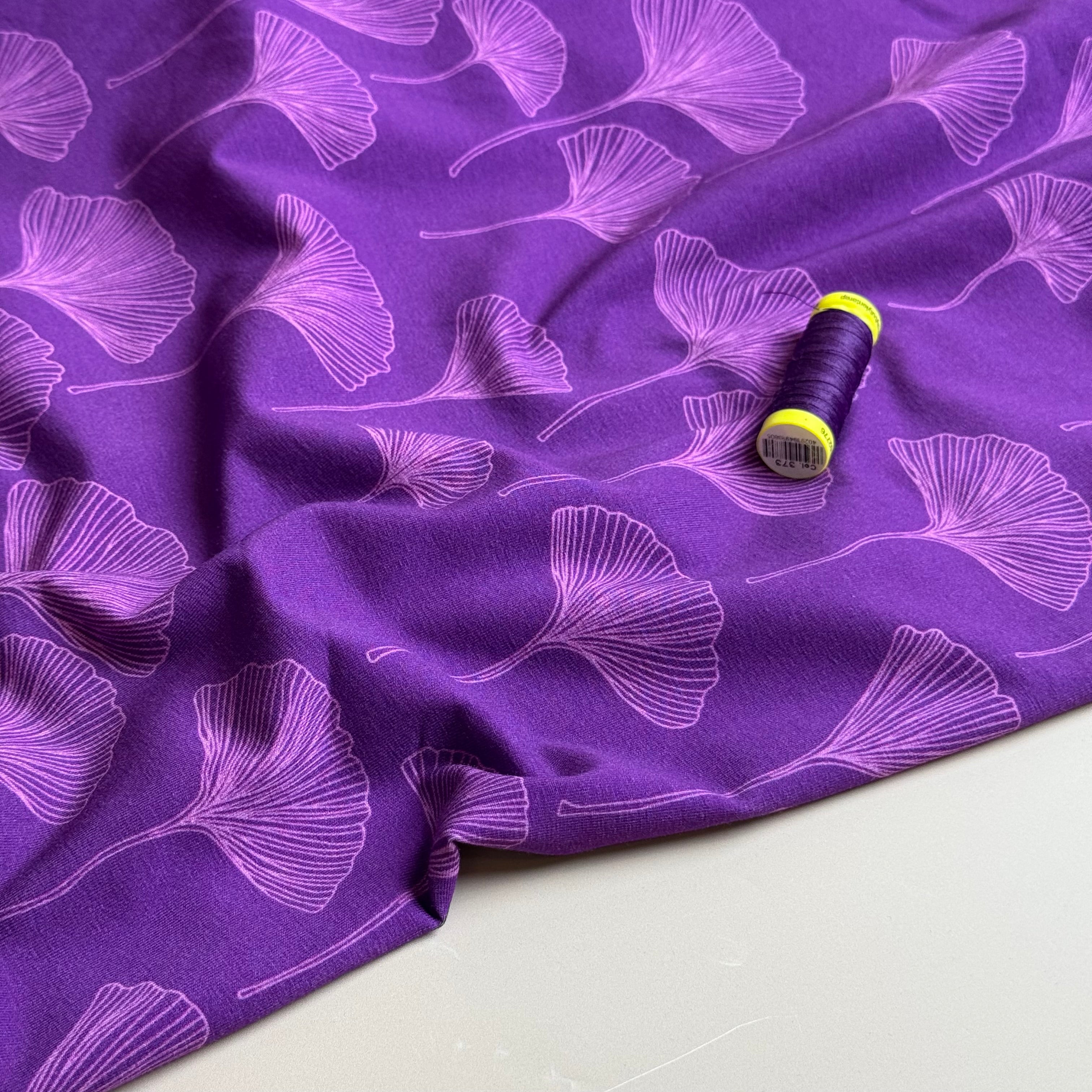Danish Design - Gingko Leaves Purple Cotton Jersey