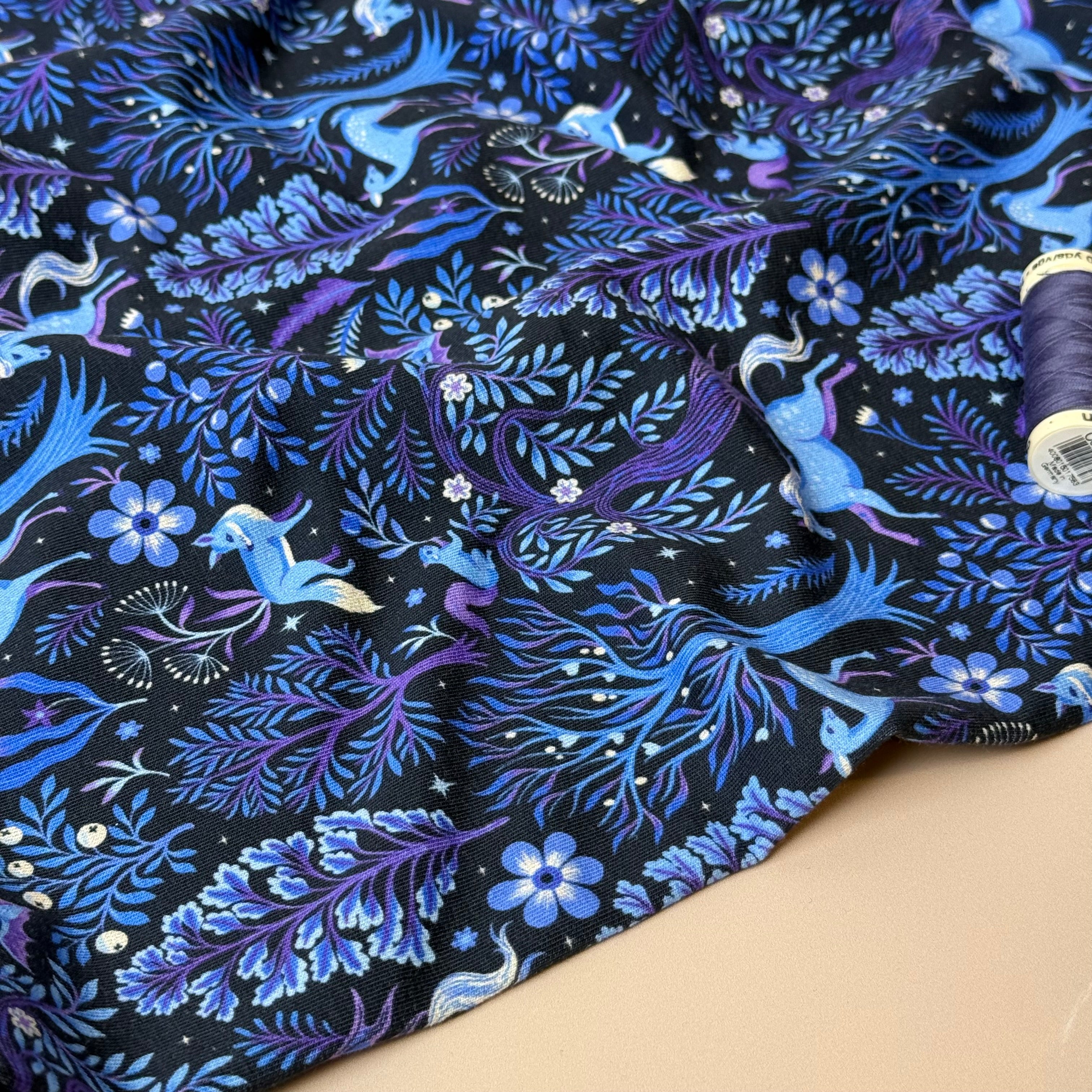 Enchanted Forest Navy Cotton French Terry