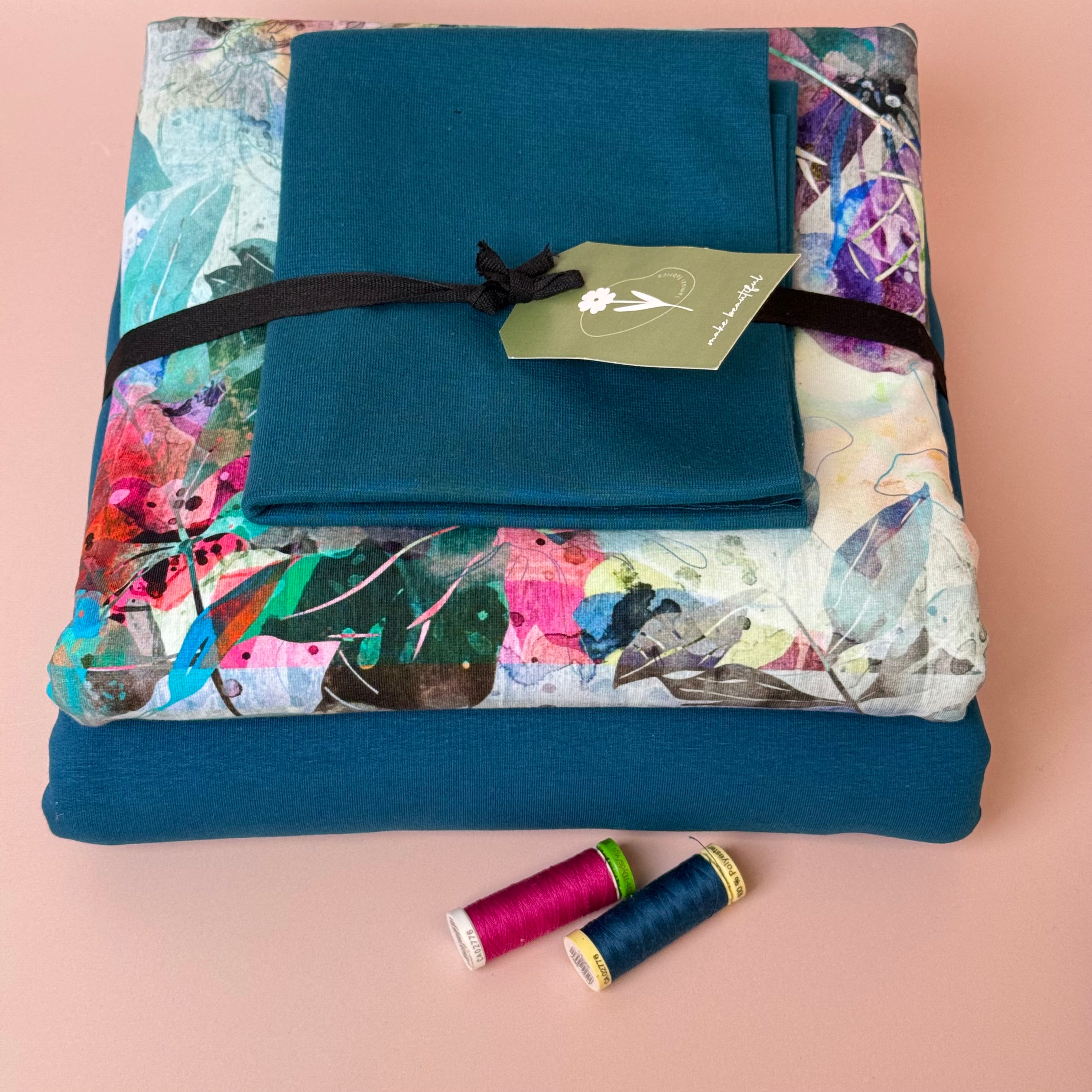 Make an Outfit Colour Bundle - Abstract Cotton Jersey with Sweatshirting & Ribbing