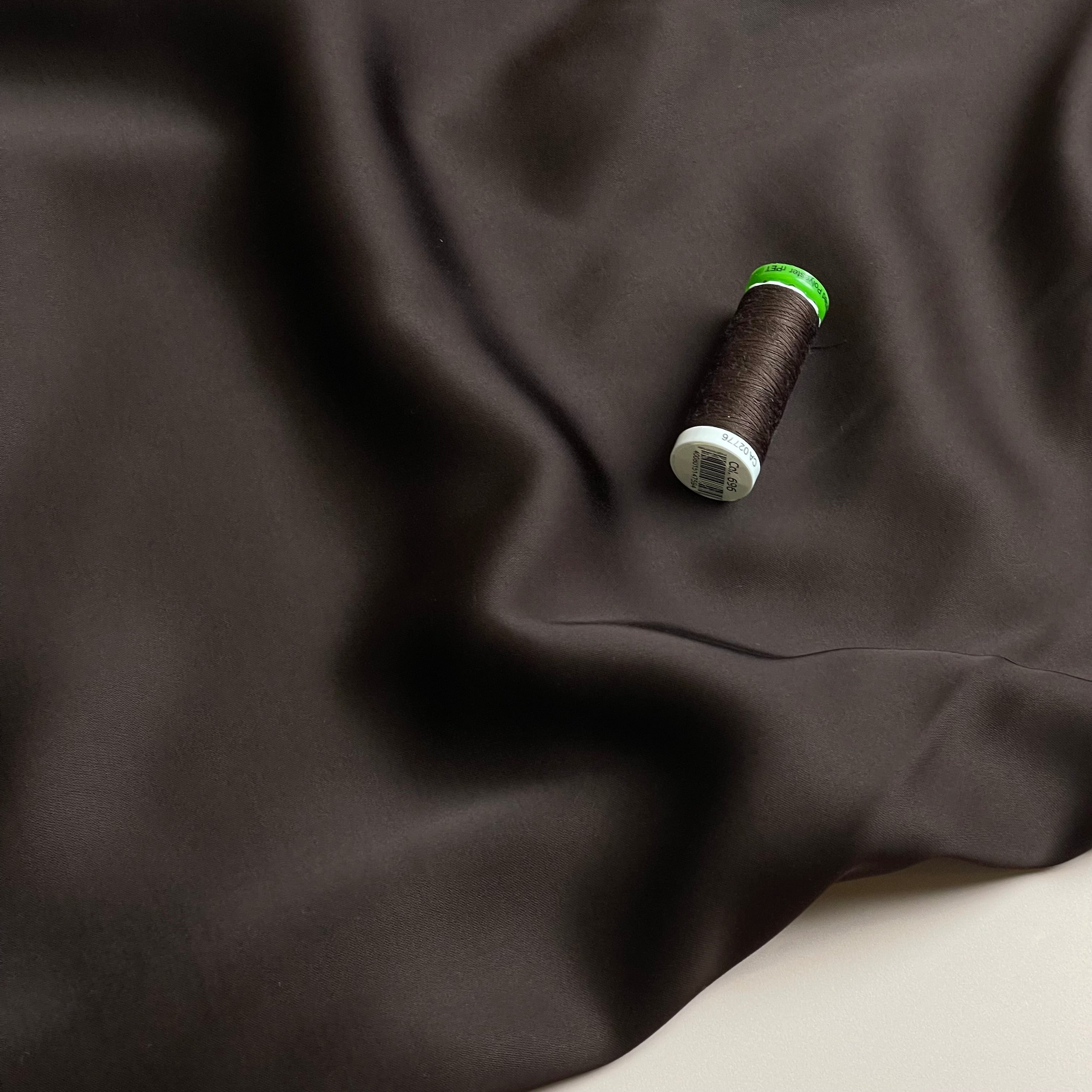 Dark Brown Solid Viscose Sateen Fabric