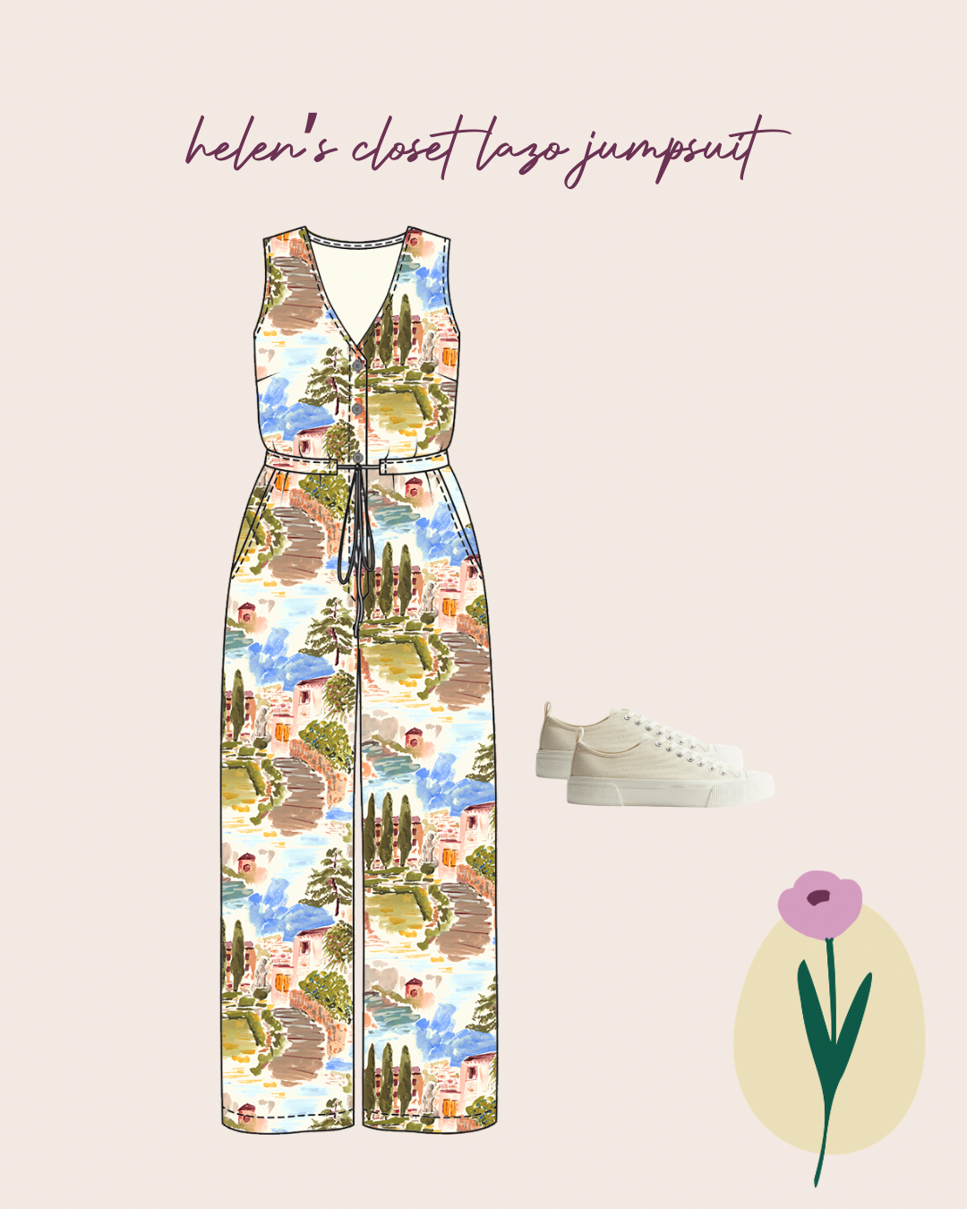 Painted Italian Landscape Viscose Blend Fabric