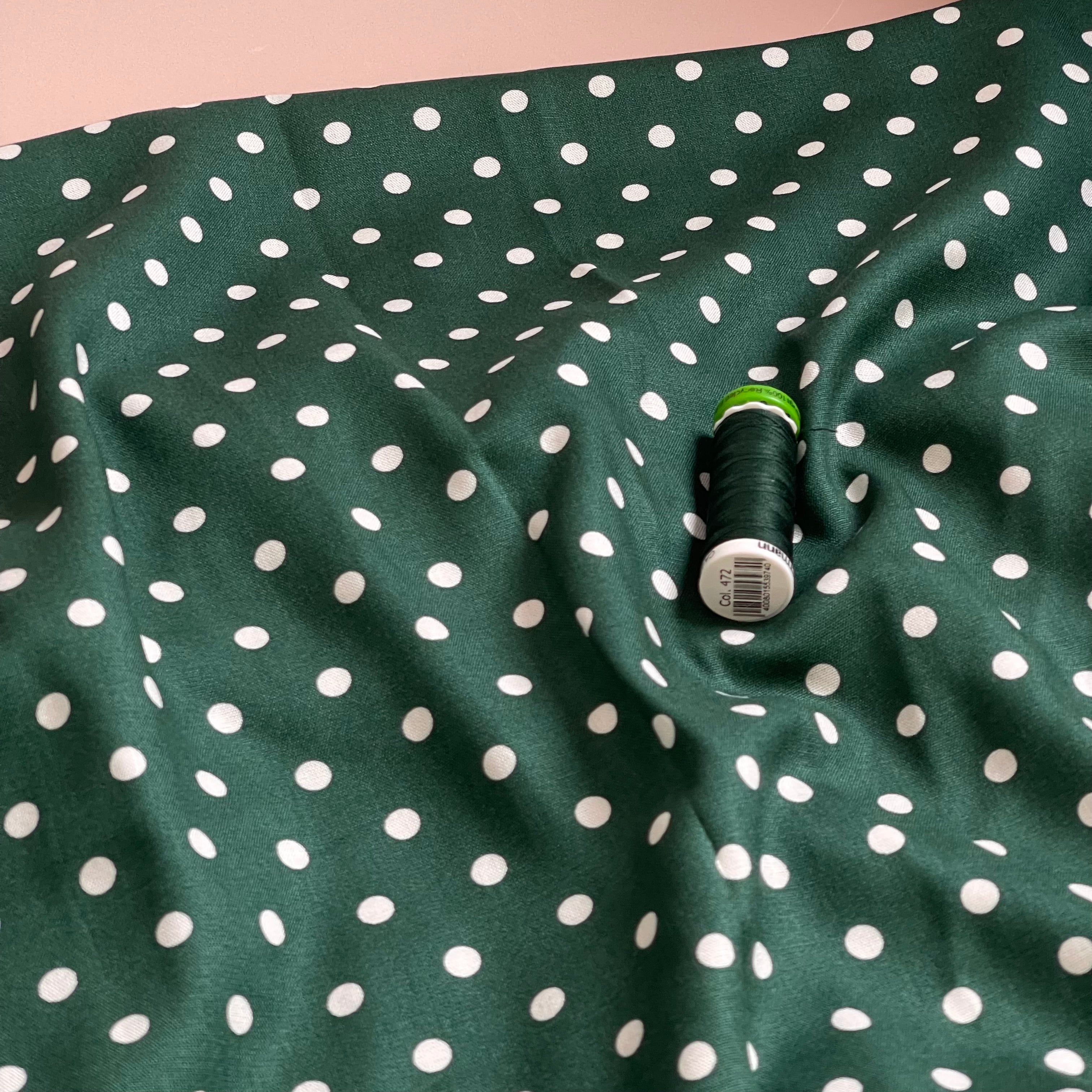 Ex-Designer Deadstock - Verdant Green Polka Dot Viscose Fabric