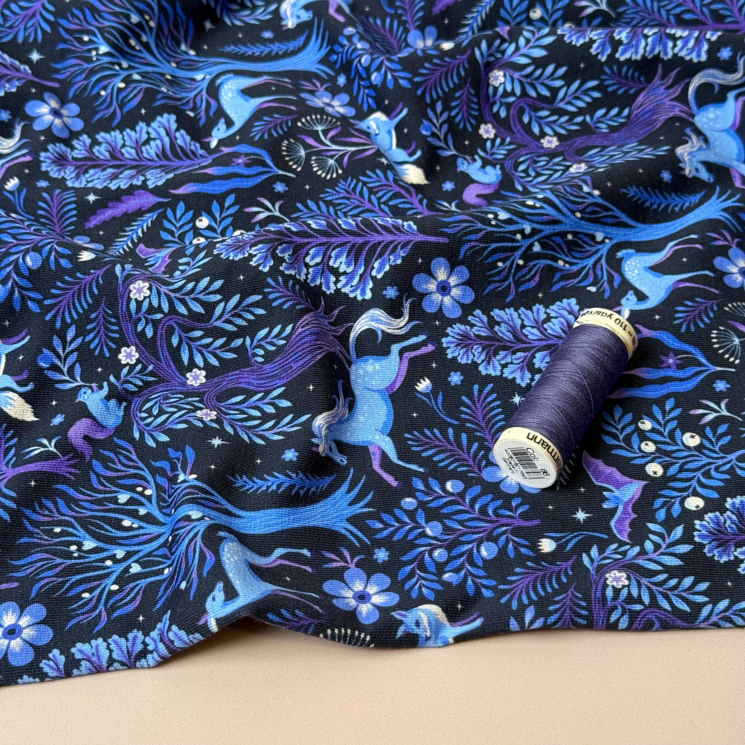 Enchanted Forest Navy Cotton French Terry