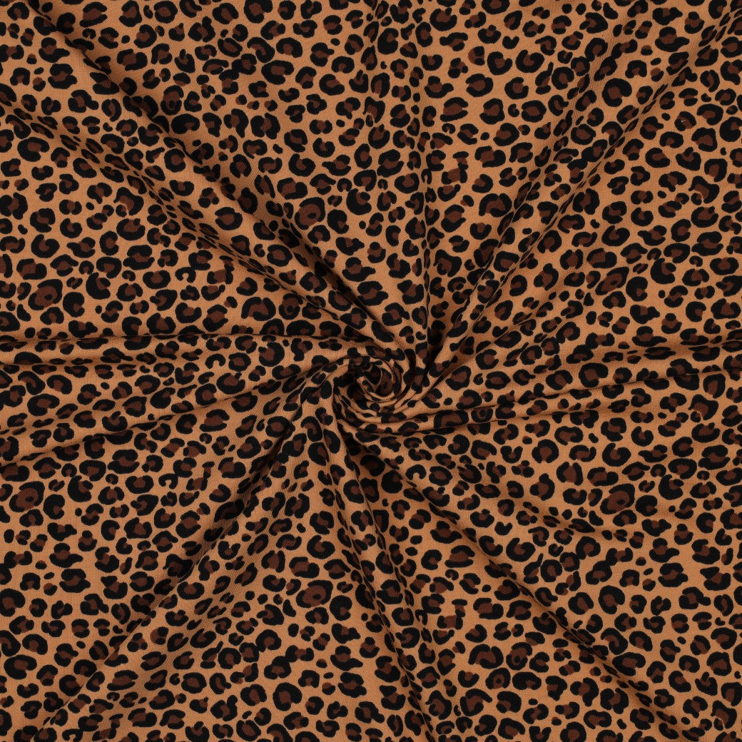 Animal Print Brown Cotton French Terry Fabric