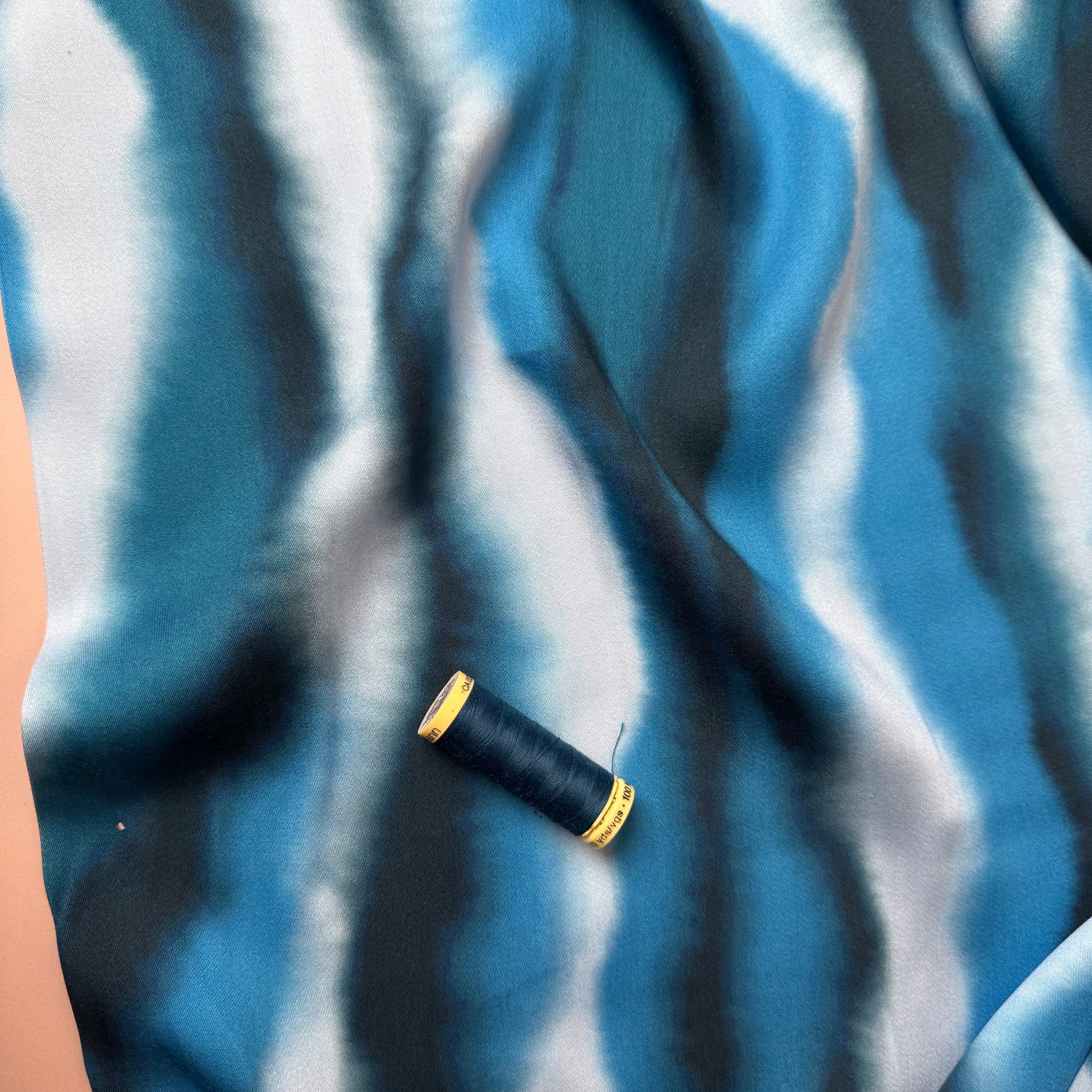 Ocean Waves Viscose Sateen Fabric