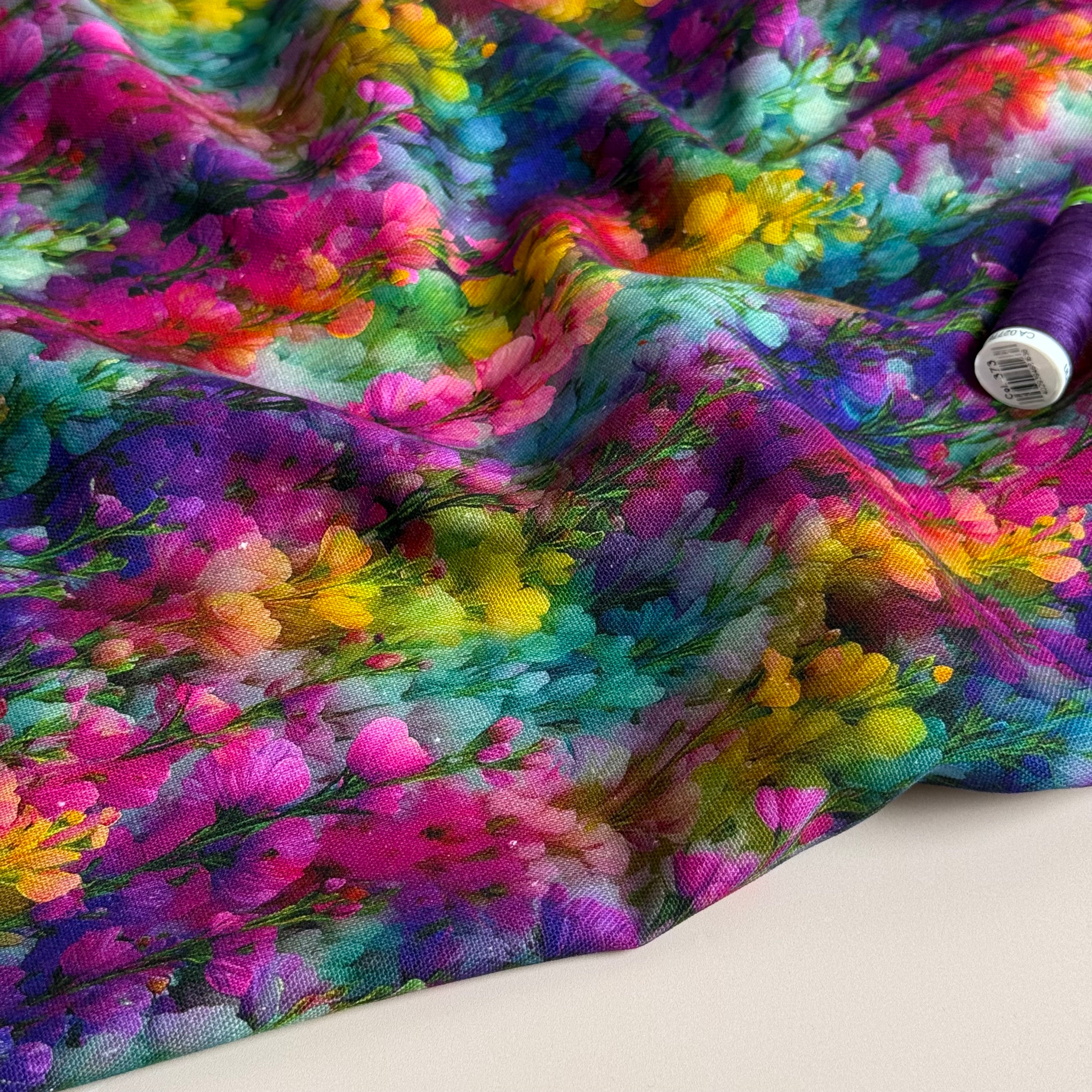 Enchanted Blooms Viscose Linen Fabric