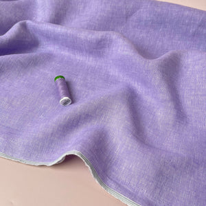 Yarn Dyed Pure Linen Fabric in Lilac