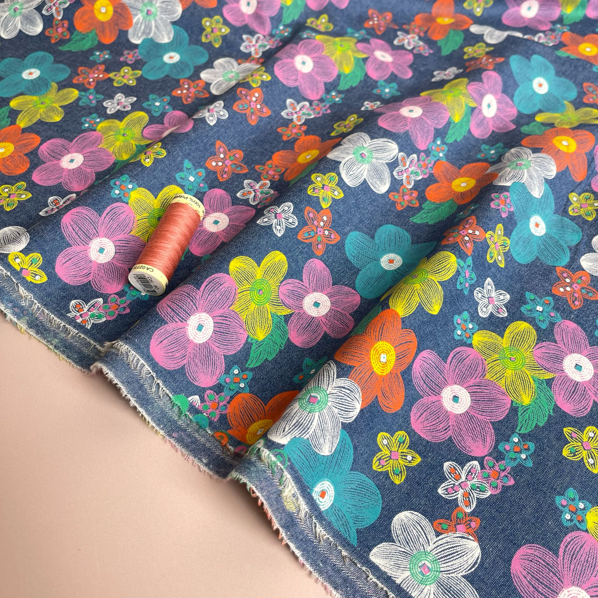 Spring Flowers 4.5oz Cotton Denim