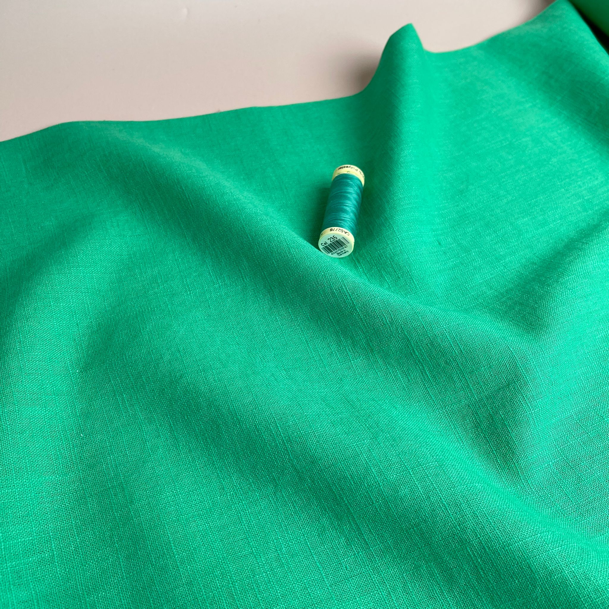 Breeze Deep Mint - Enzyme Washed Linen Cotton Fabric