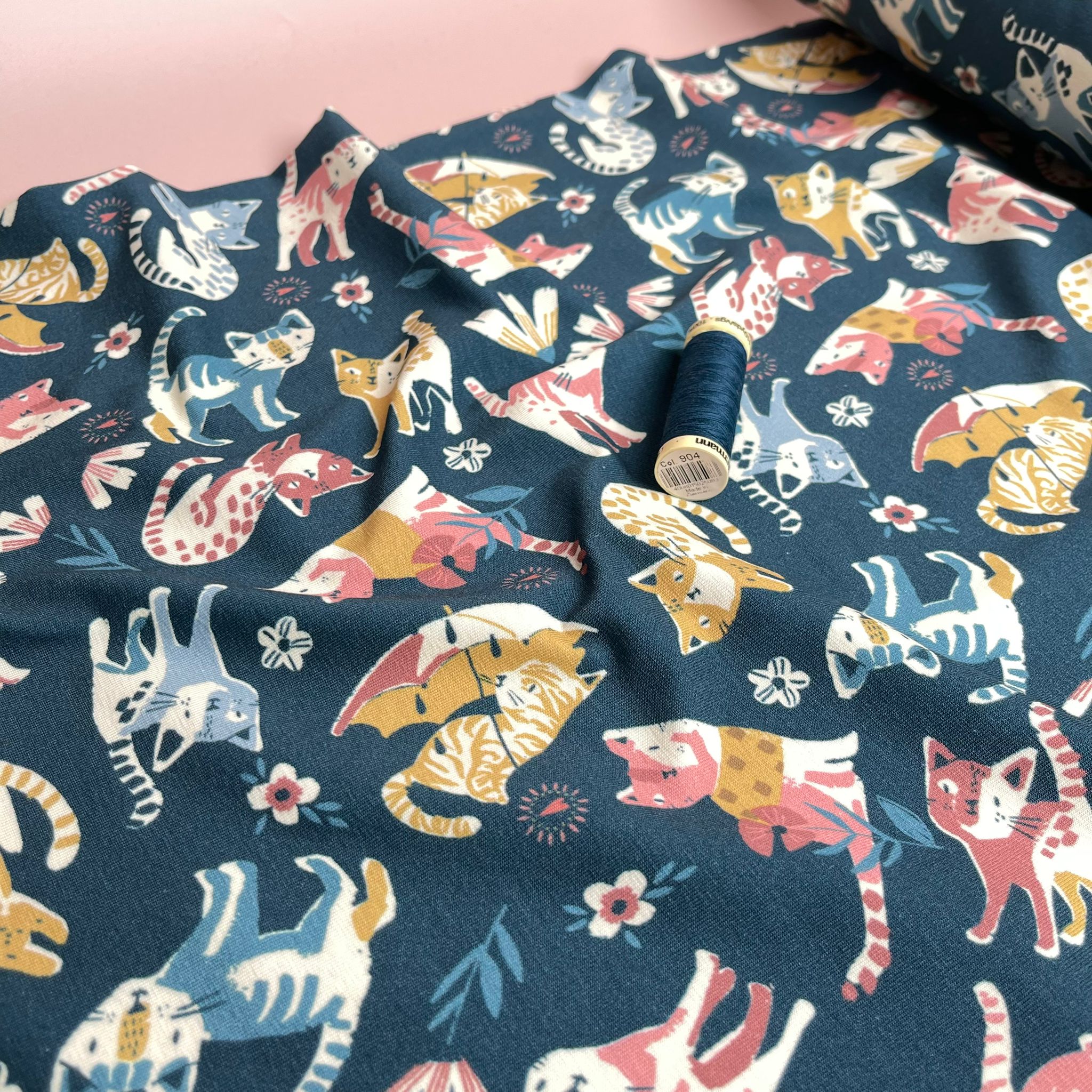 Danish Design - Playful Cats Cotton Jersey Fabric