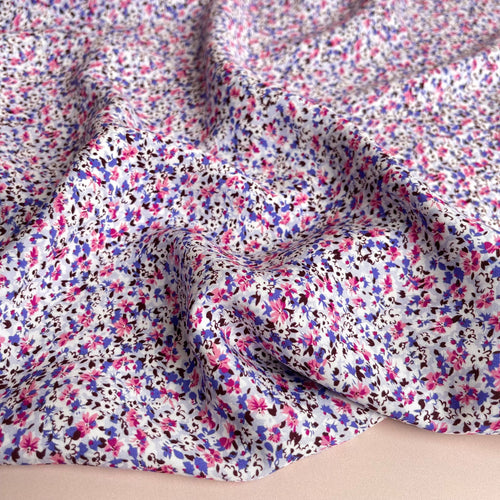 REMNANT 0.83 Metre - Ditsy Purple Flowers Viscose Fabric