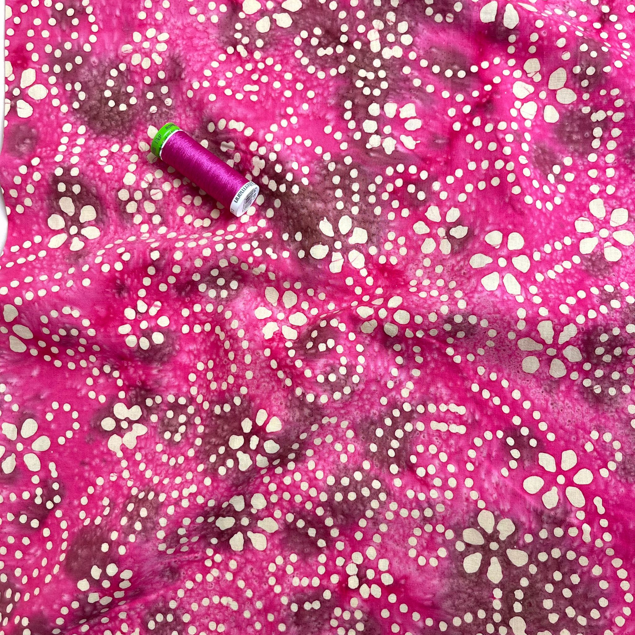 Batik Fuchsia Flowers Cotton Fabric