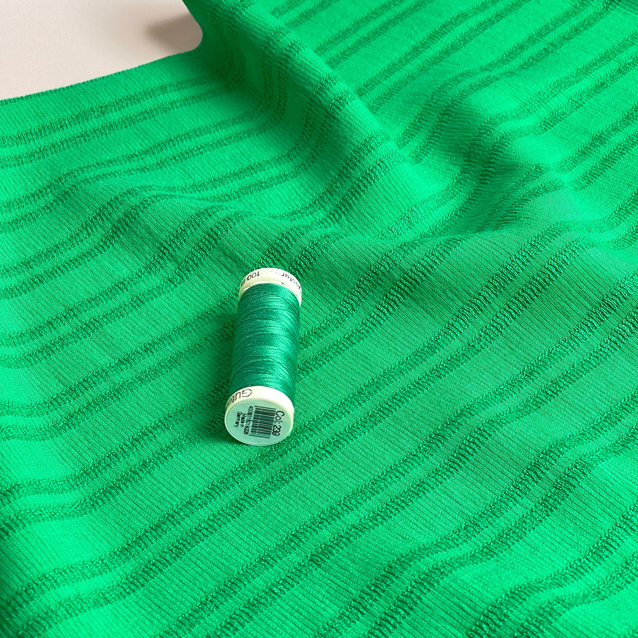 Ex-Designer Emerald Stripe Cotton Viscose Jacquard Fabric