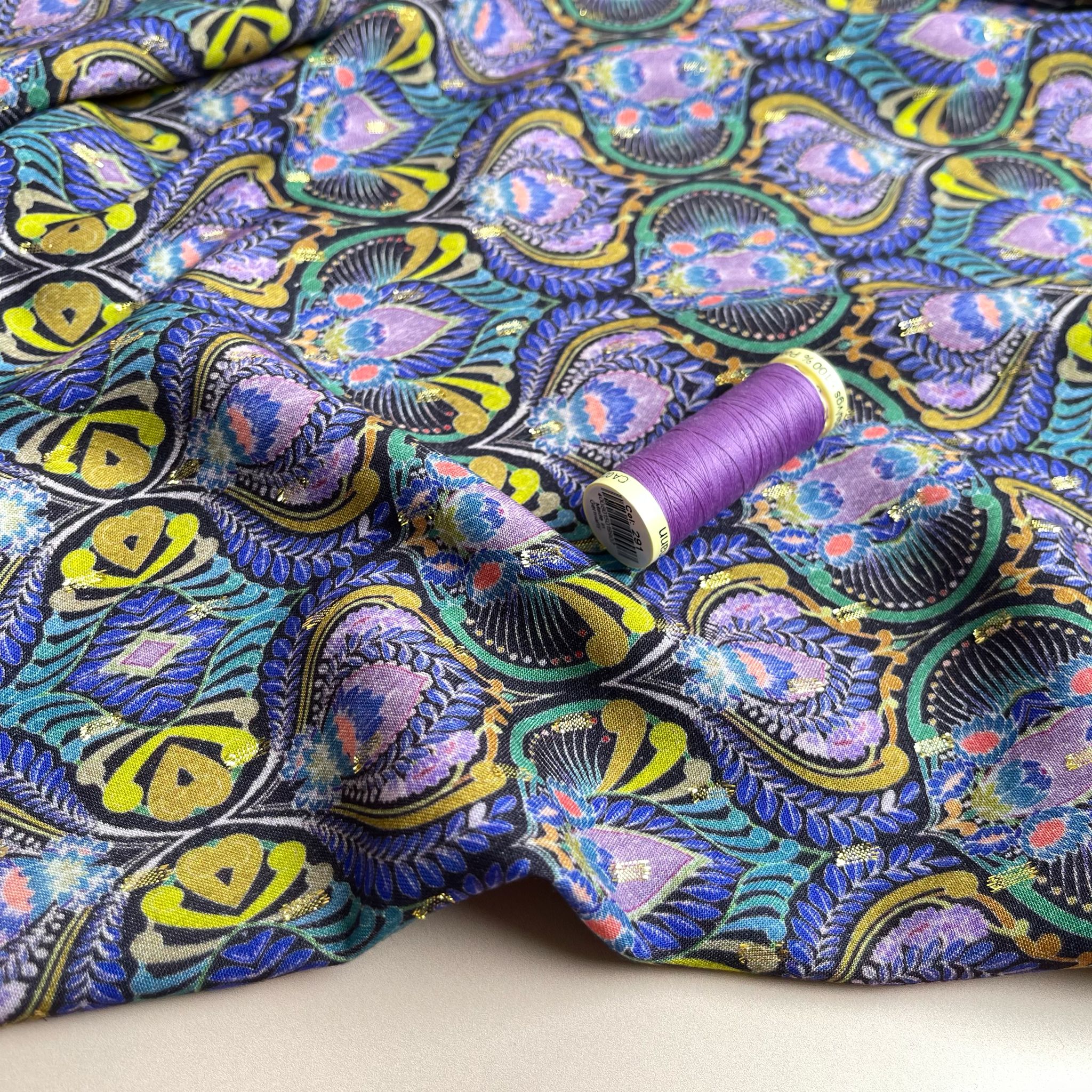 Vibrant Deco in Purple with Lurex Viscose Fabric