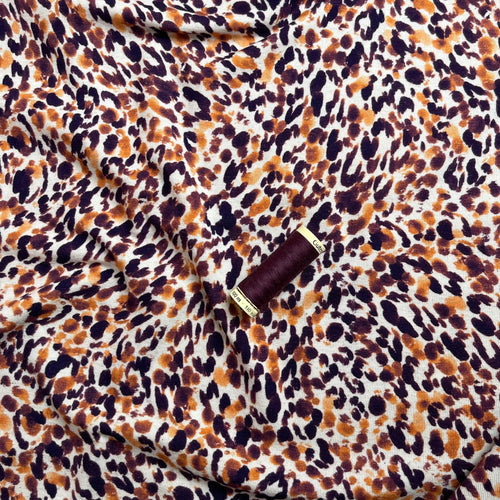 Orange Leopard Linen Cotton Jersey
