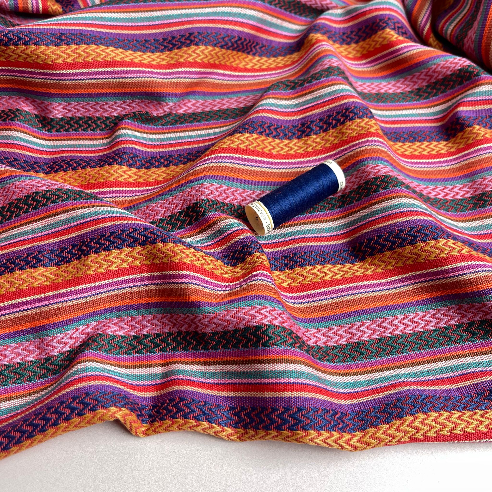 Yarn Dyed Tropical Sunrise Stripes Jacquard Fabric