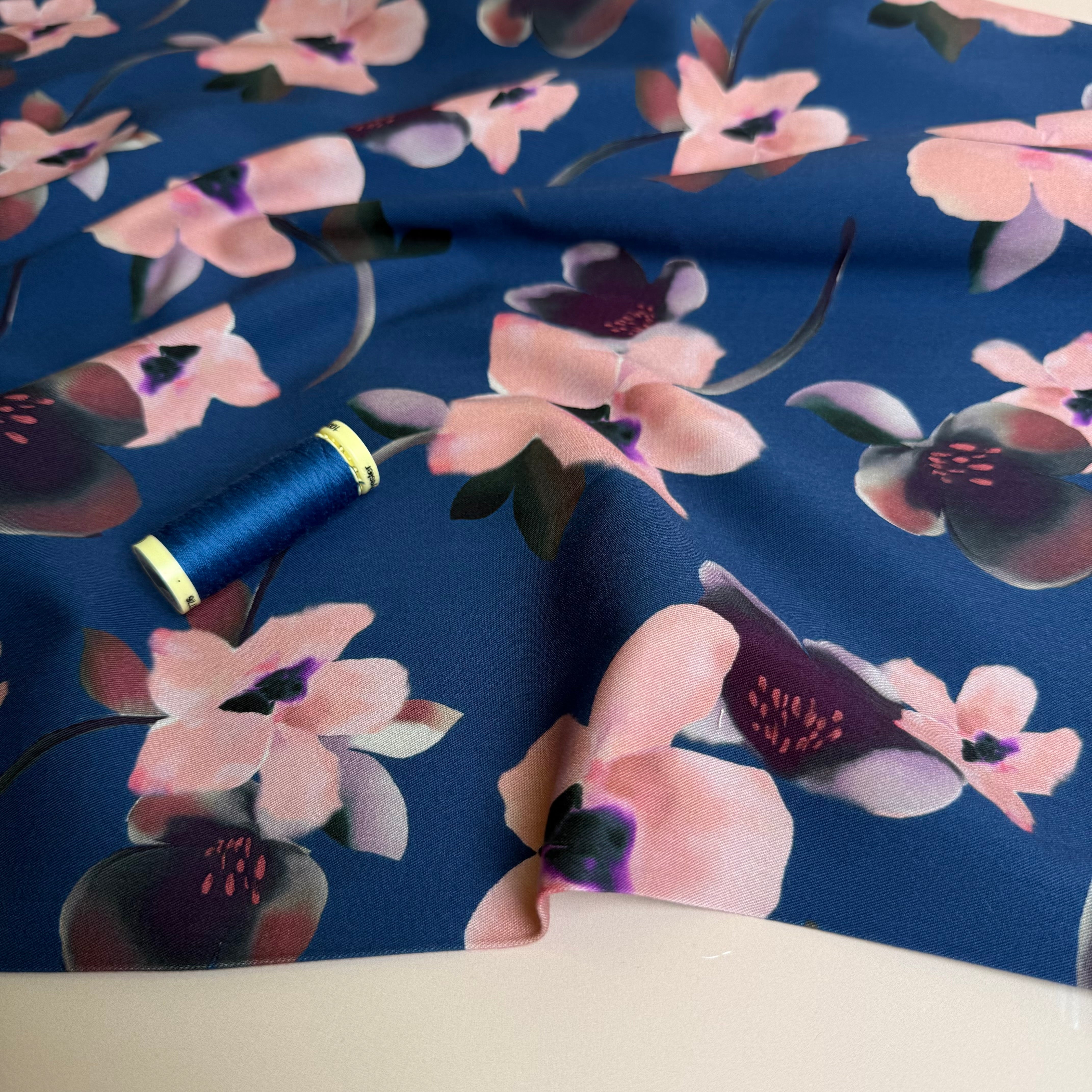Rosella Watercolour Flowers Viscose Twill with Stretch