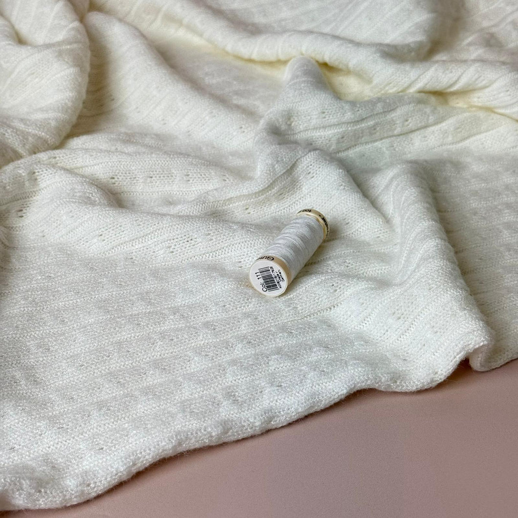 Montreal Rayon Blend Cable Sweater Knit in Off-White