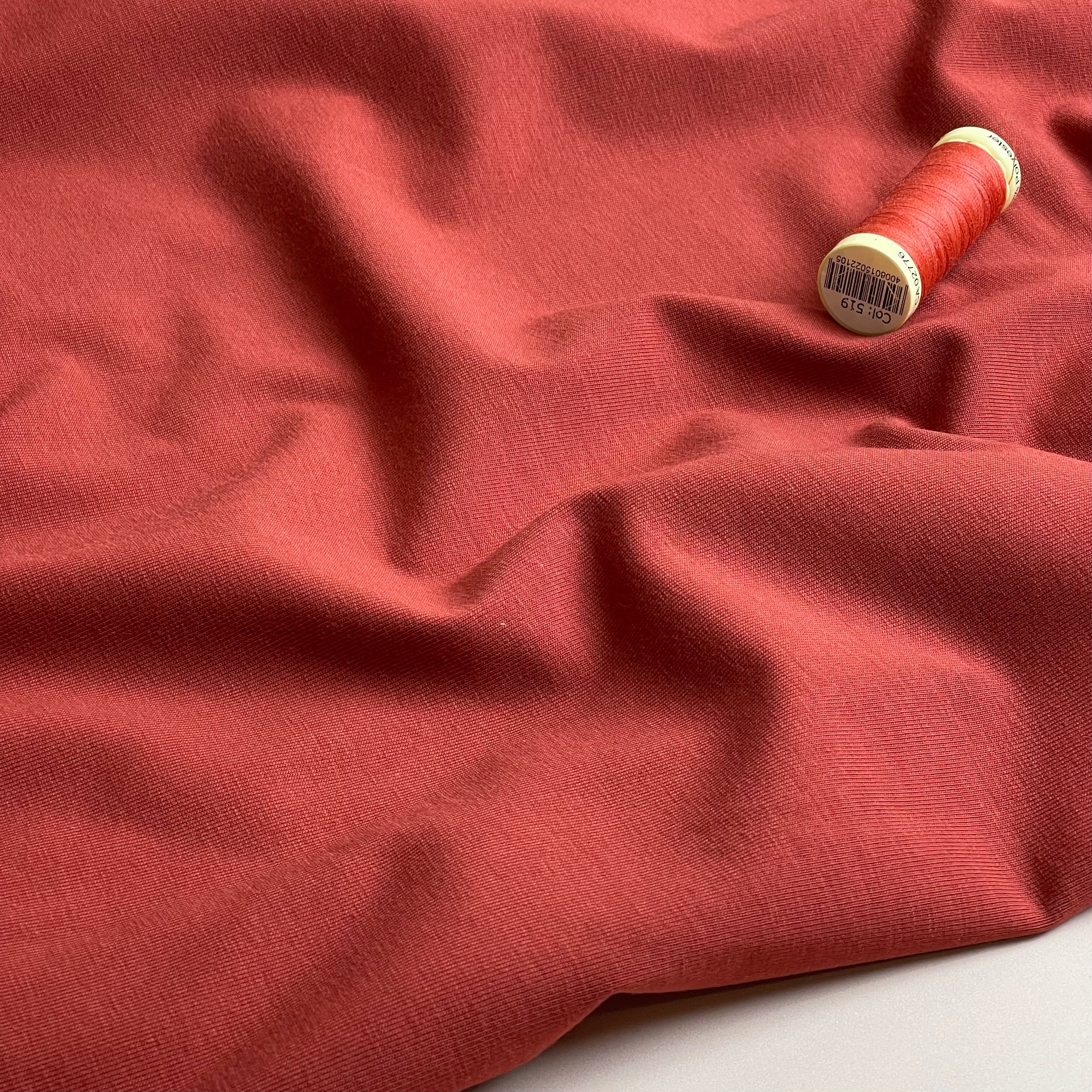 Essential Chic Terracotta Plain Cotton Jersey Fabric