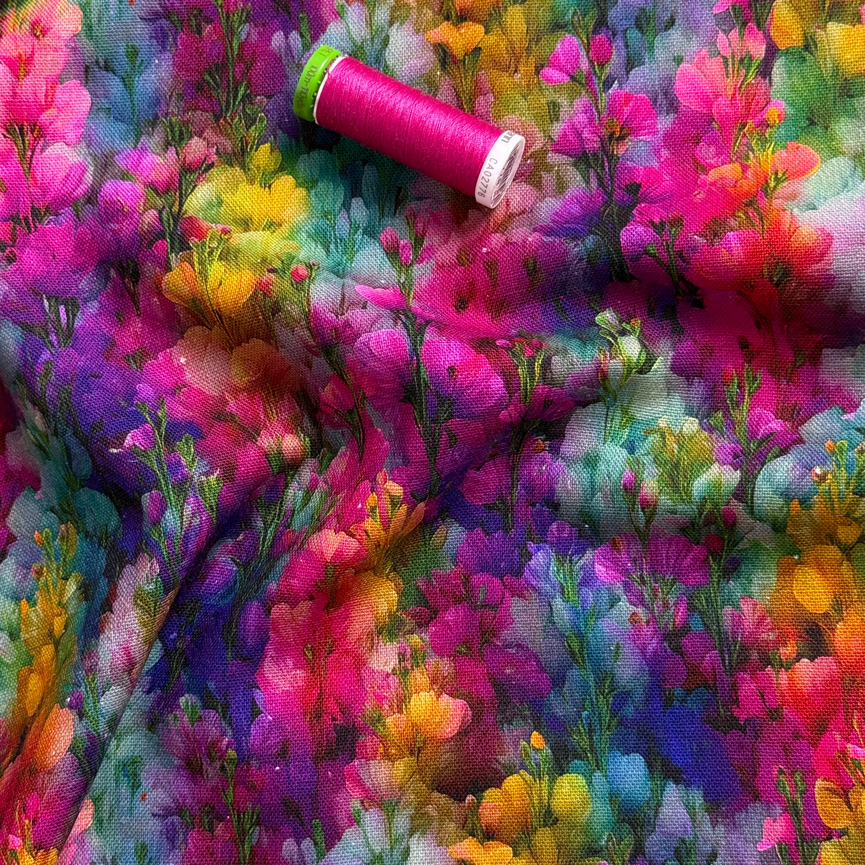 Enchanted Blooms Viscose Linen Fabric