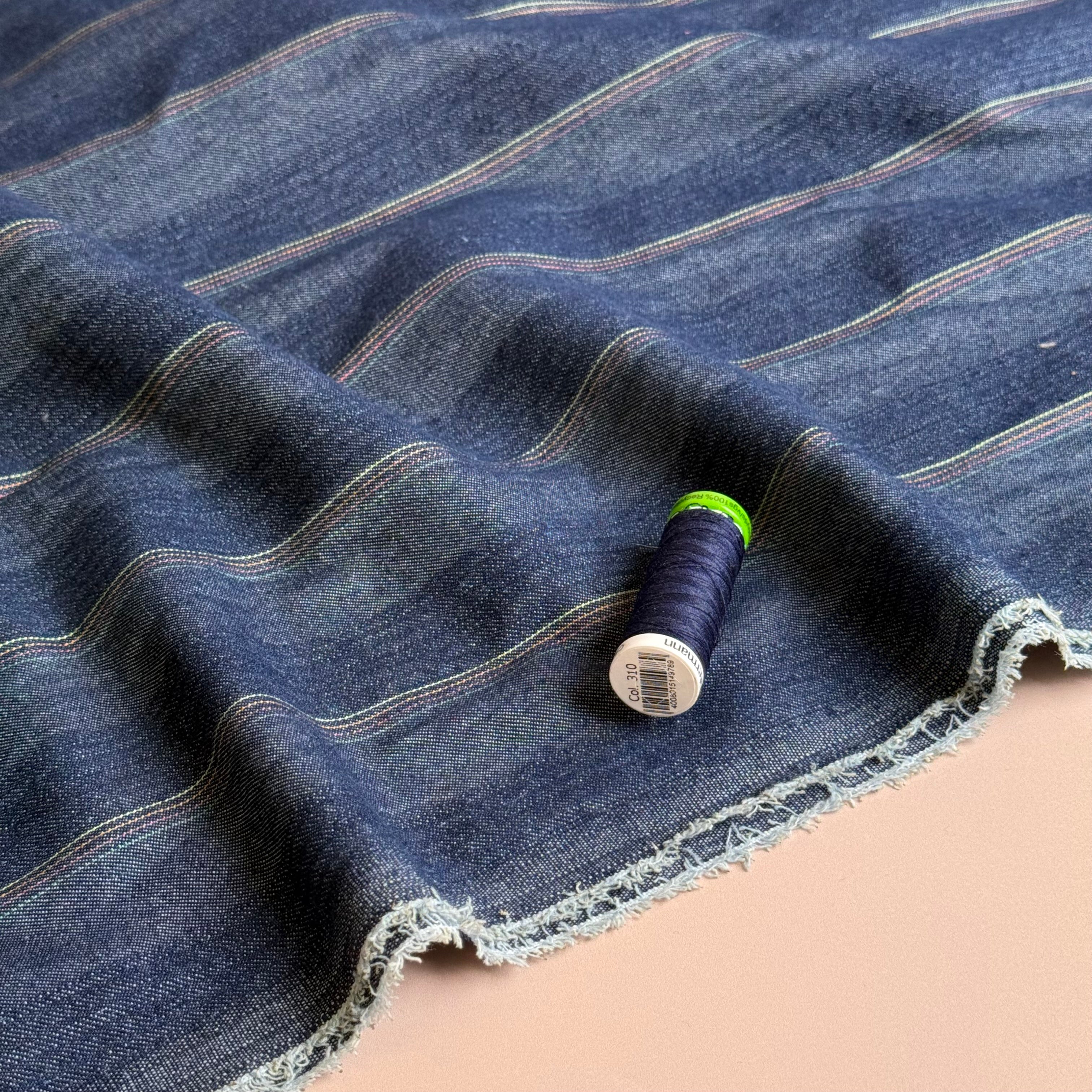 Indigo Striped Denim Fabric