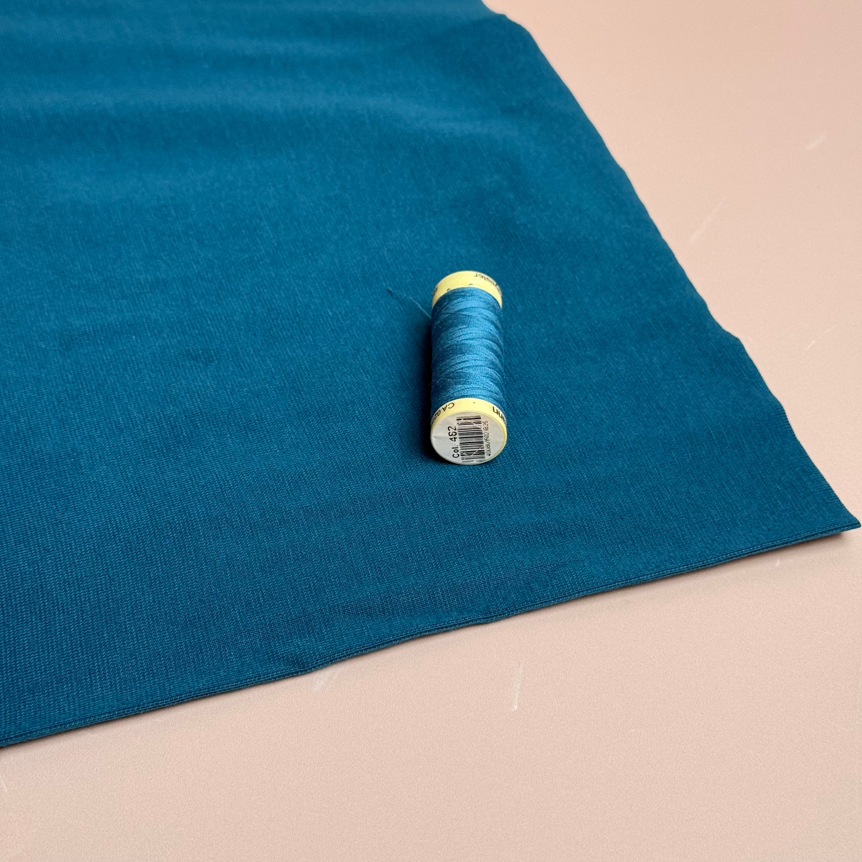 Petrol Tabular Cotton Cuff Ribbing Fabric