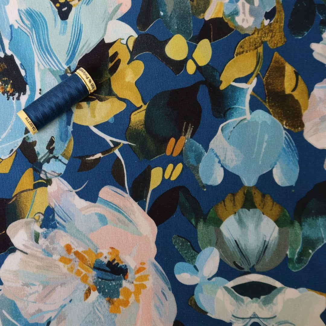 REMNANT 1.2 Metres - Danish Design - Ocean Blooms Cotton Jersey