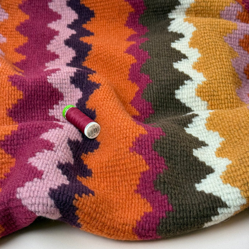 REMNANT Metre Jewel Zigzags Wool Blend Knitted Fabric
