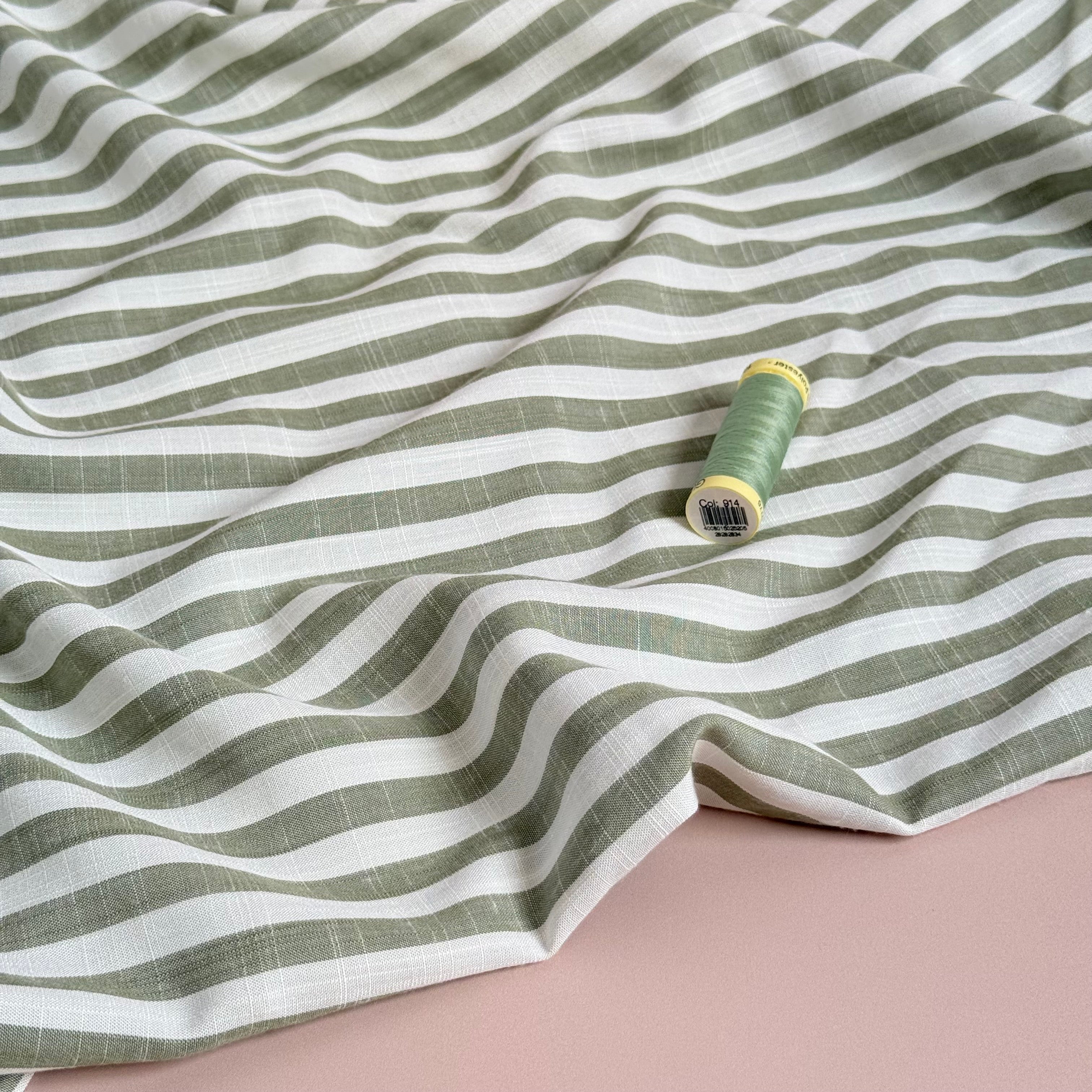 Yarn Dyed Stripe Viscose Fabric in Green